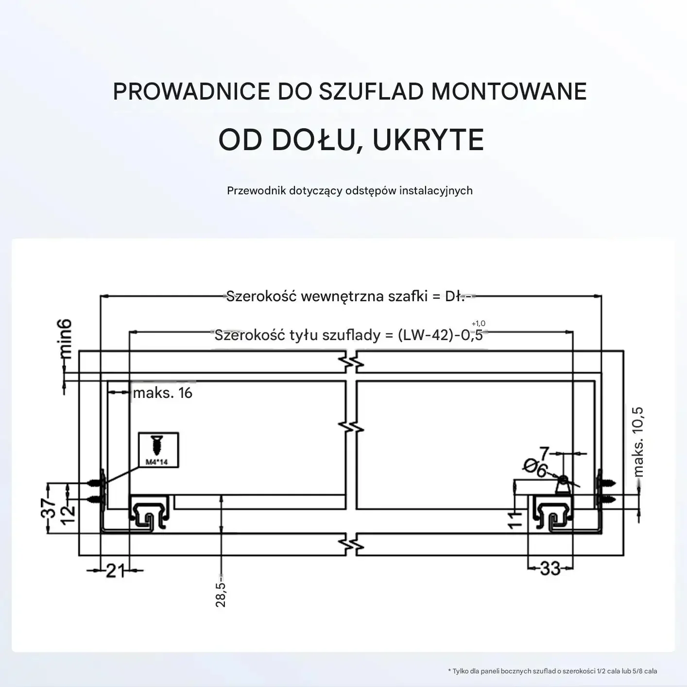 Prowadnice do szuflad 533 mm cichy domyk pełny wysuw 10 par do mebli kuchni - obrazek 2