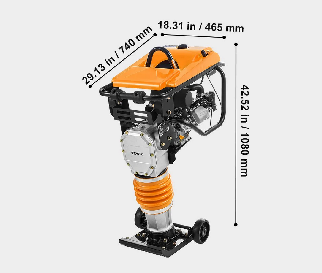 Wibrator zagęszczarka do betonu 6.5HP 1632kg mocny ubijak 66cm do gruntu - obrazek 2