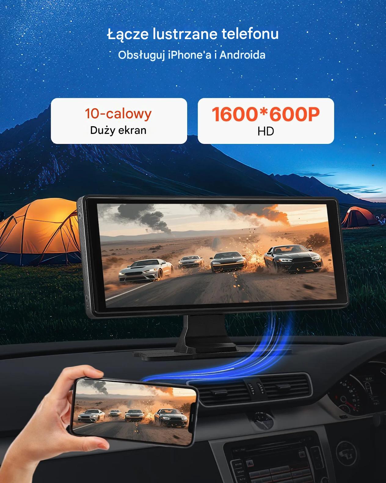Ekran samochodowy 10'' CarPlay Radio Android Auto BT GPS kamery - obrazek 7