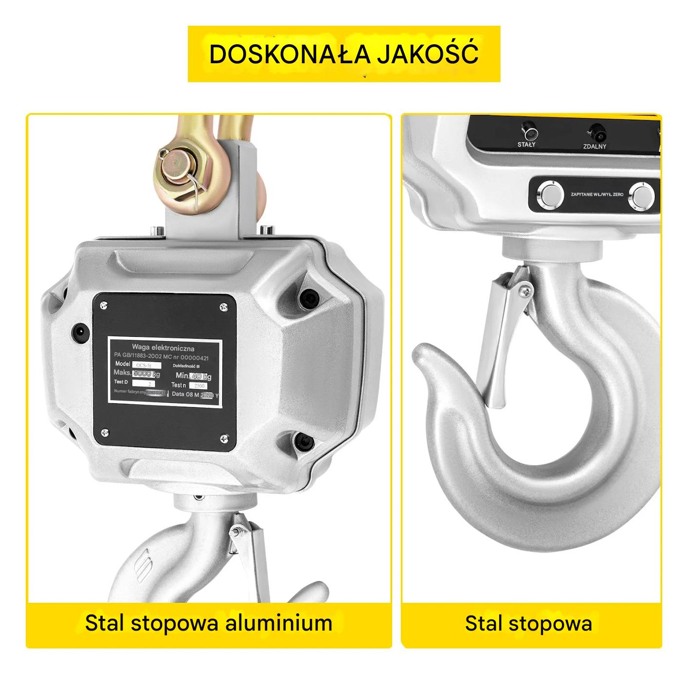 Waga hakowa elektroniczna 5000 kg LED przemysłowa do suwnicy - obrazek 3