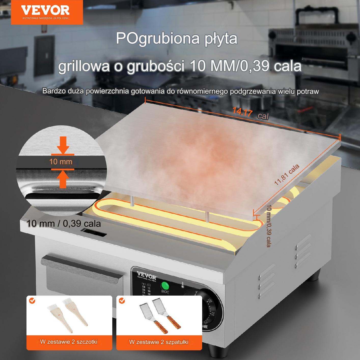 Płyta grzewcza grill 40 cm 2000W profesjonalna – do gastronomii stacjonarna - obrazek 3