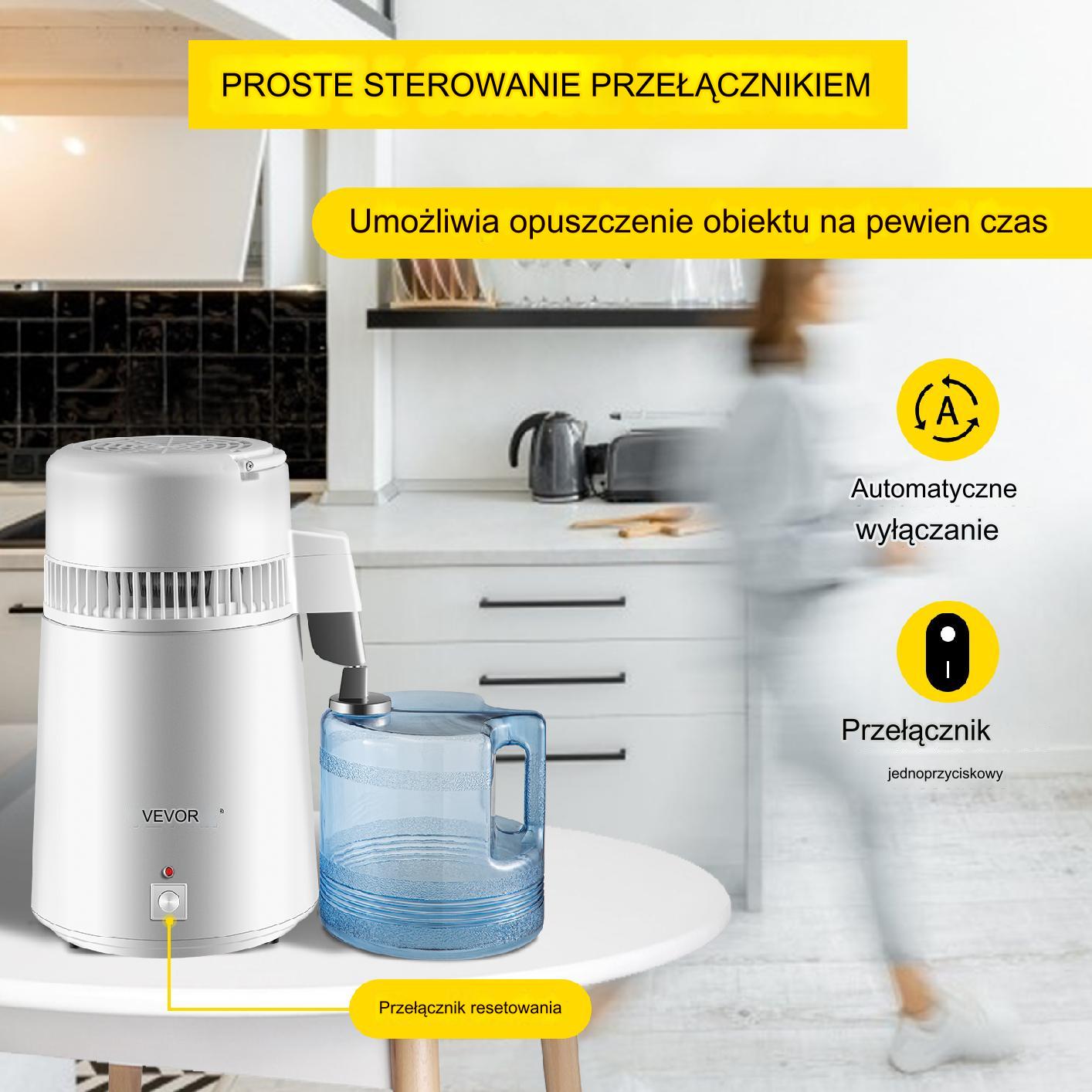 Destylator wody 4L 750W 1,3L/h stal nierdzewna 3 filtry srebrny - obrazek 5