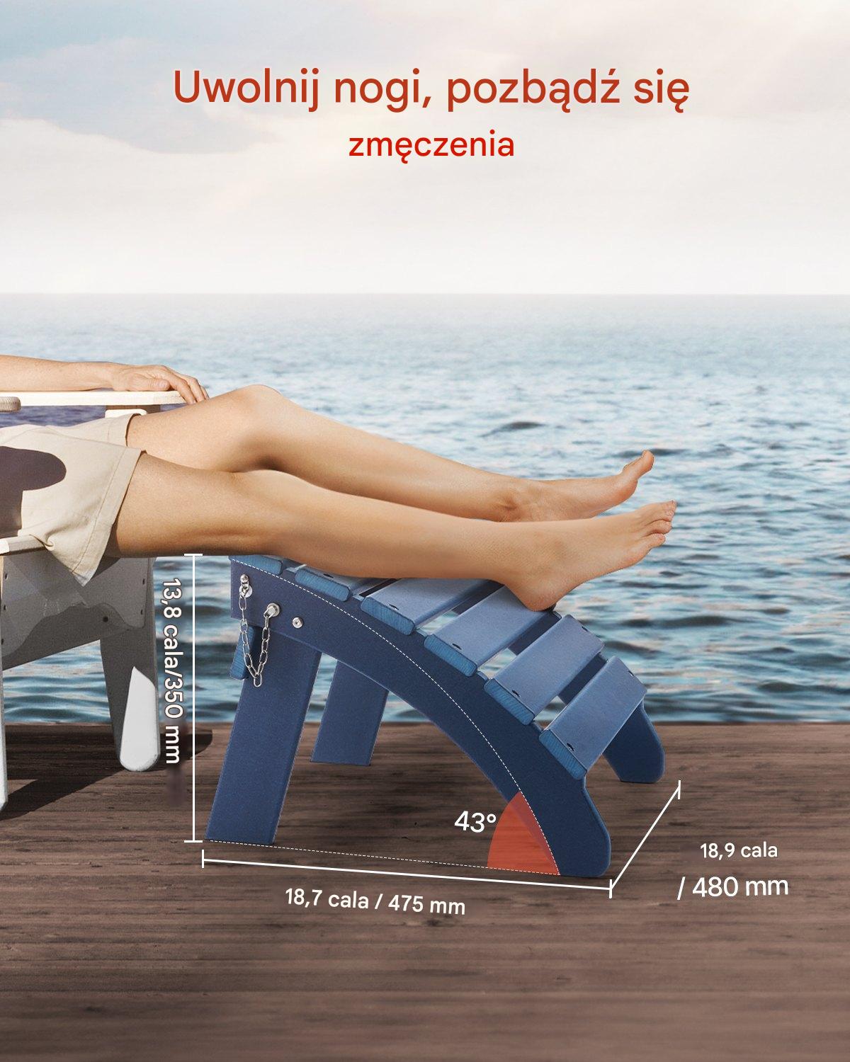 Podnóżek Adirondack Taboret Ogrodowy Składany HDPE 48x48x35cm - obrazek 2