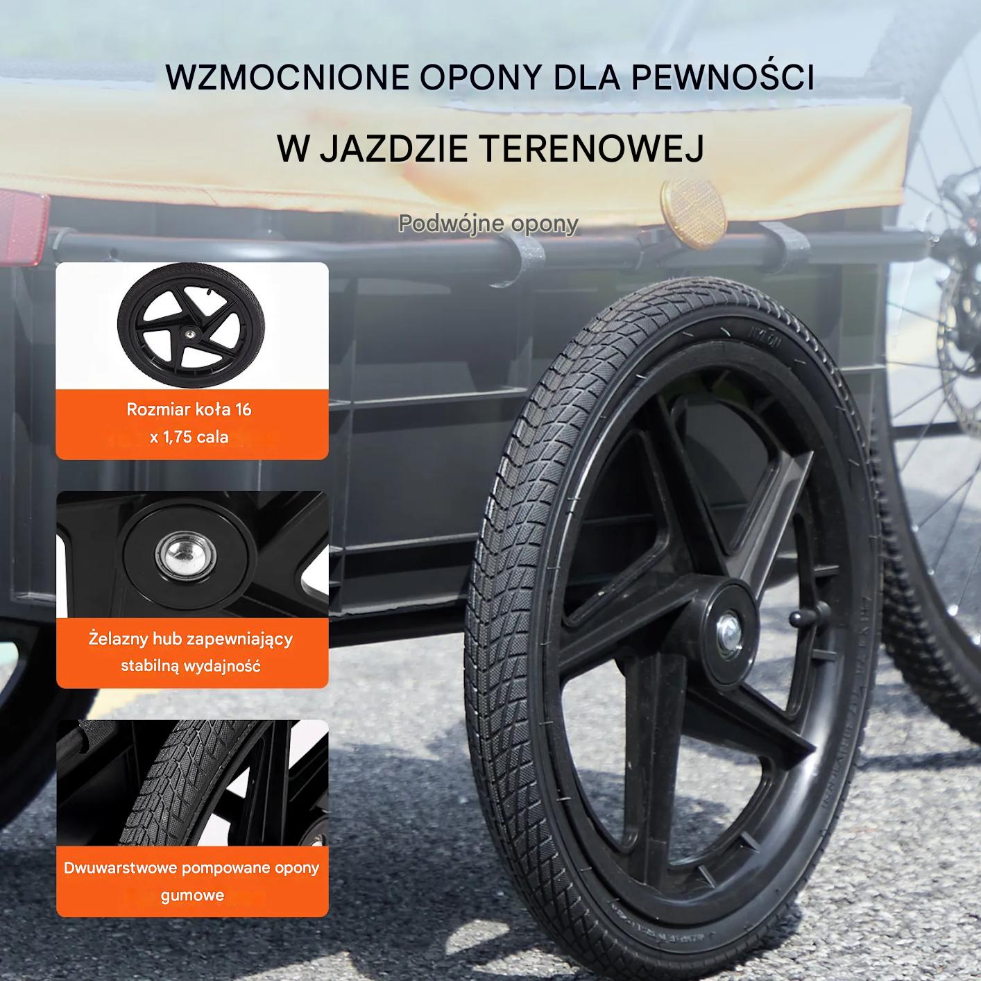 Przyczepka rowerowa cargo 88kg składana z pokrowcem do transportu - obrazek 5