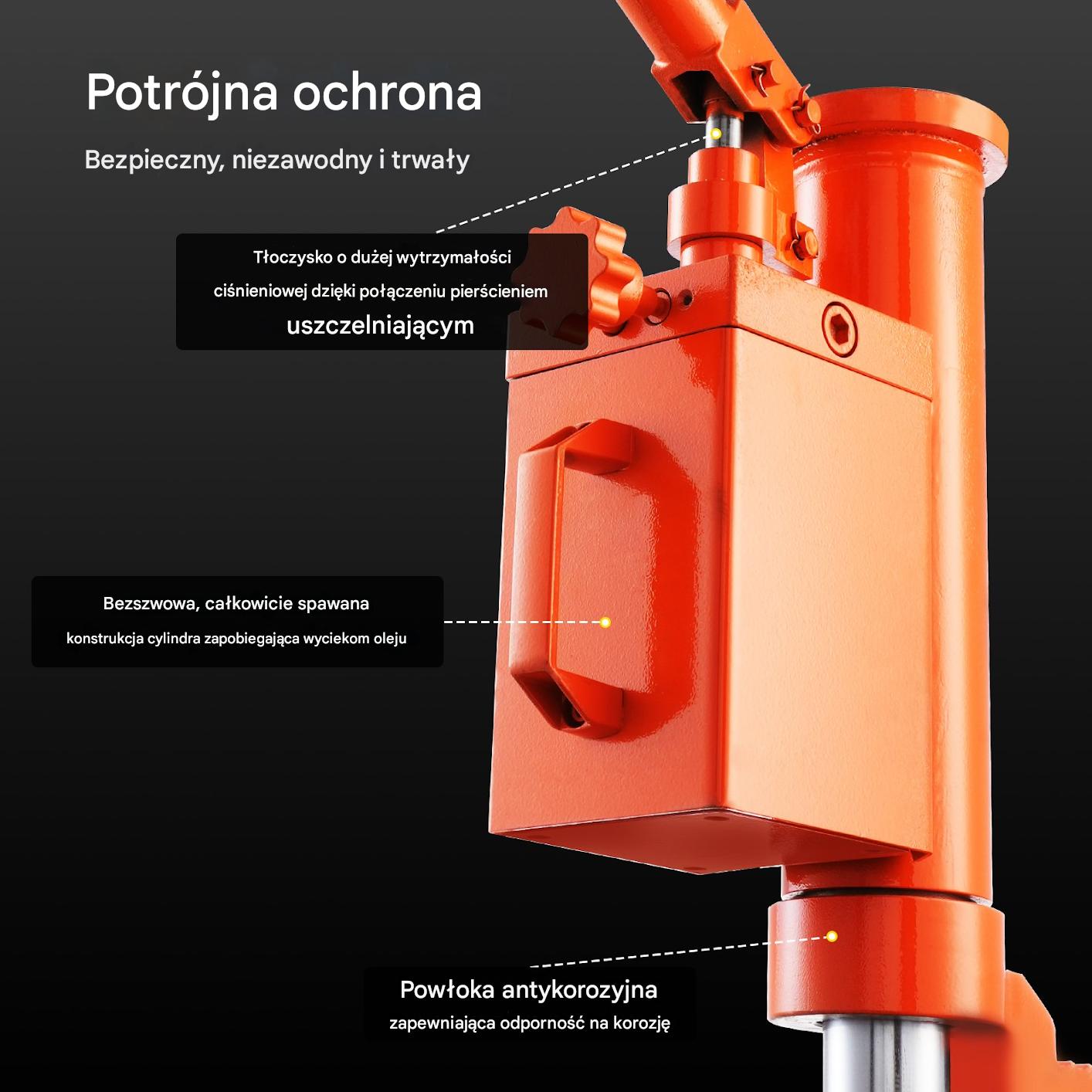 Podnośnik hydrauliczny maszynowy 5T stopa 10T góra obrotowy 360° - obrazek 6
