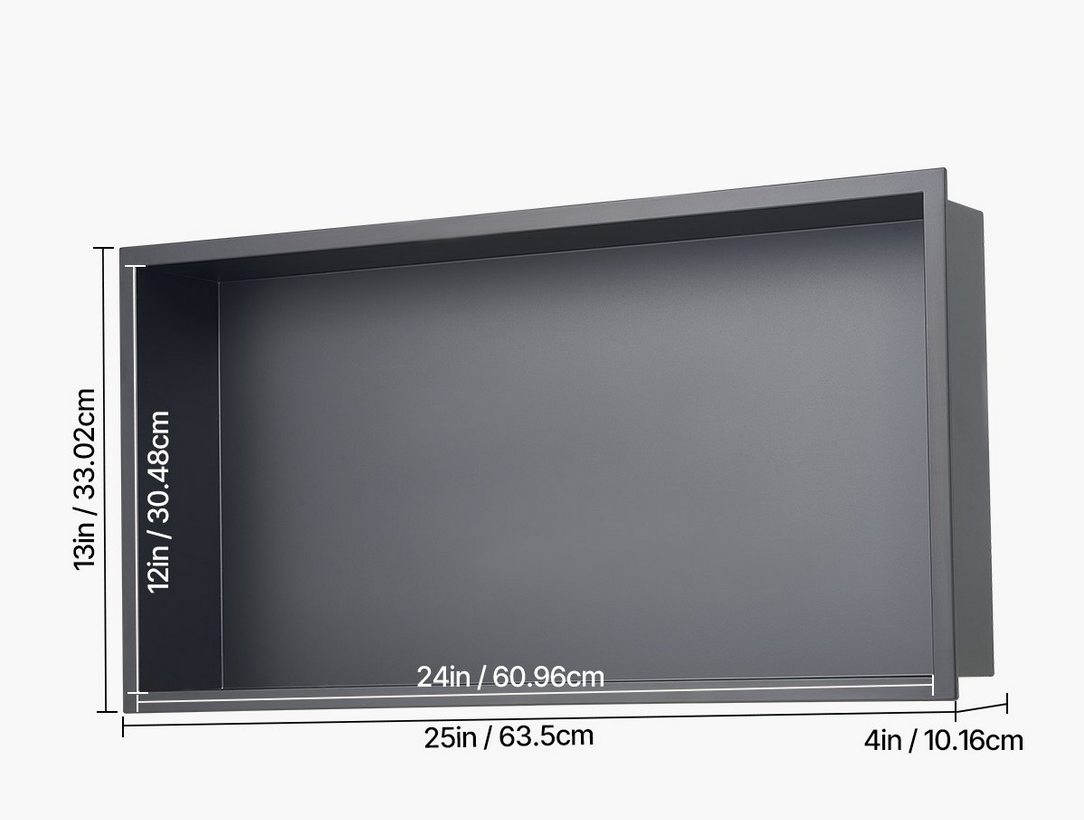 Wnęka prysznicowa 33x63 cm stal nierdzewna czarna wodoodporna półka - obrazek 2