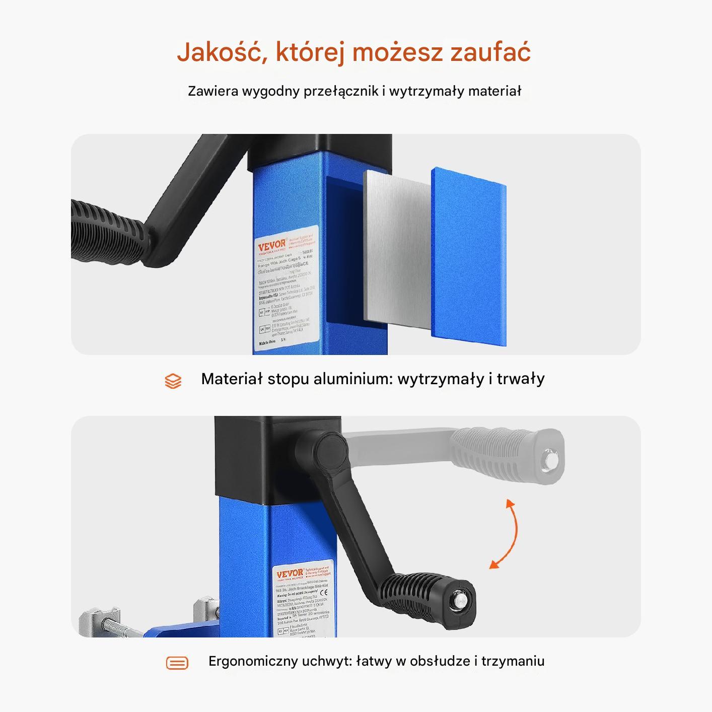 Ciężki Podnośnik do Przyczep z Obrotowym Mocowaniem – Udźwig 725 kg - obrazek 5