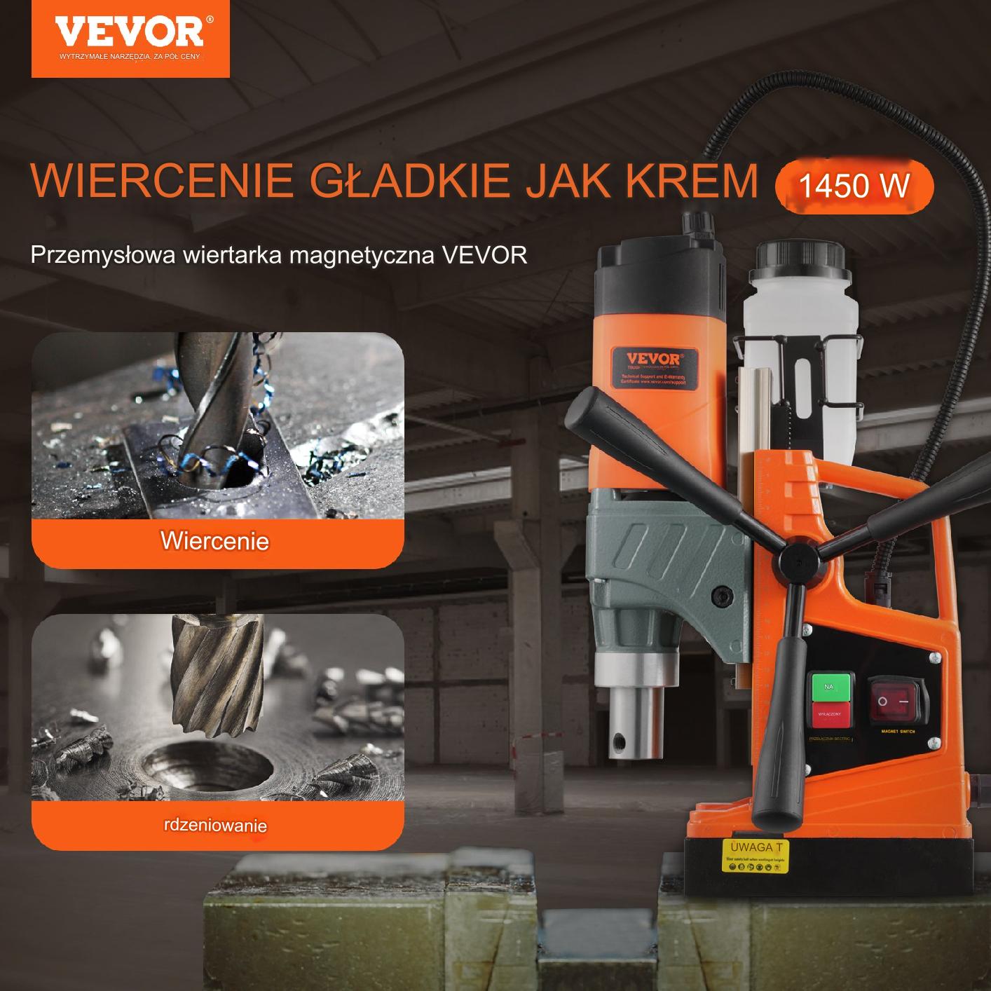 Wiertarka magnetyczna 1450W 12500N 850RPM 11 koronek w zestawie - obrazek 7