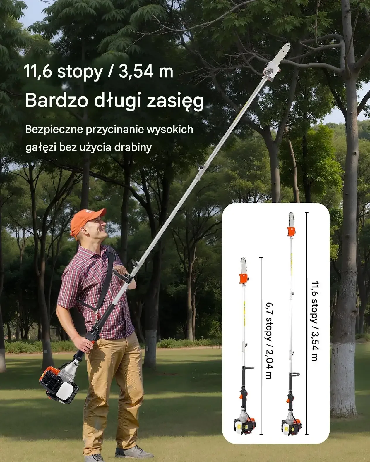 Piła spalinowa na wysięgniku 33CC 354 cm teleskopowa do przycinania drzew - obrazek 5