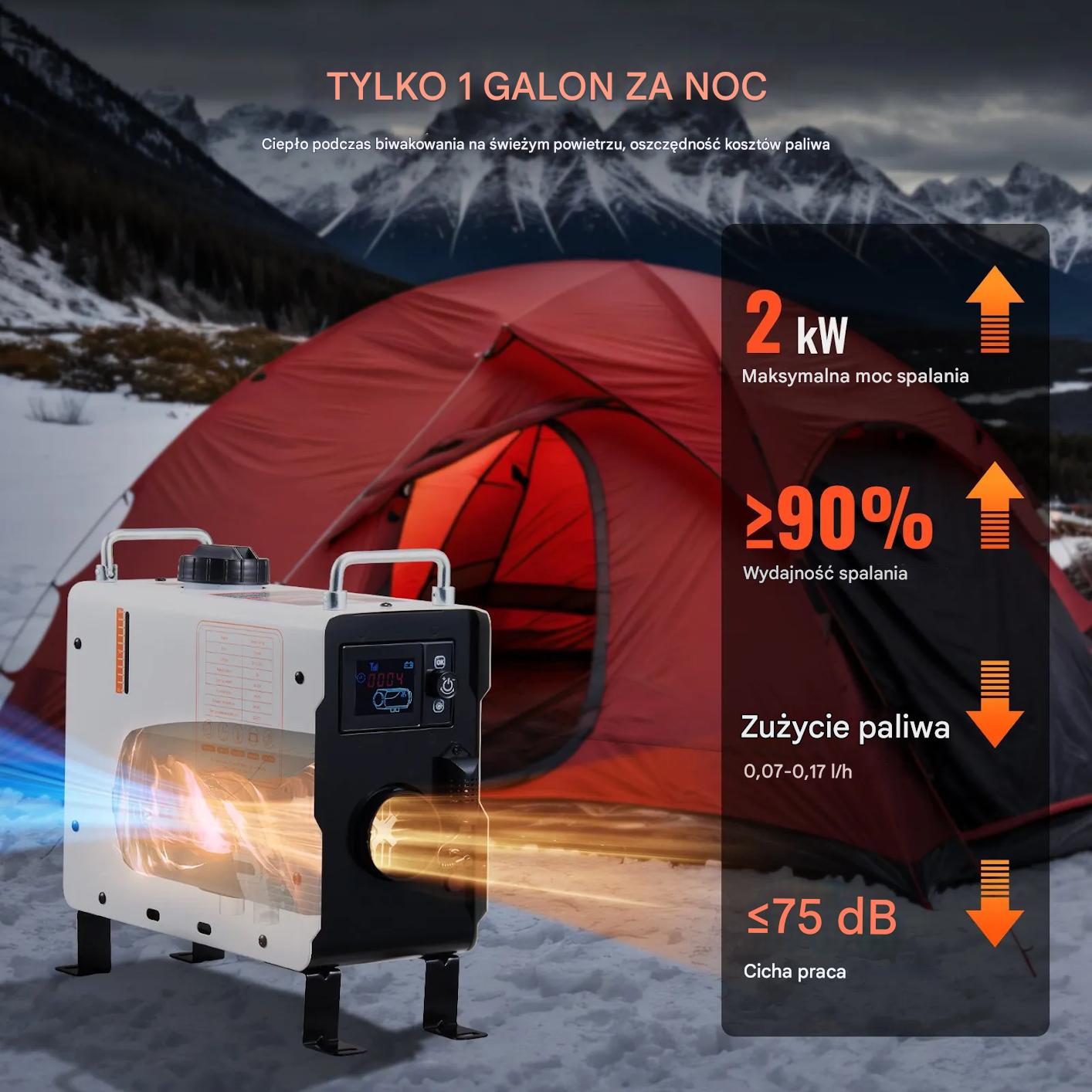 Ogrzewanie postojowe diesel 2kW 12/24V Bluetooth do auta kampera - obrazek 6
