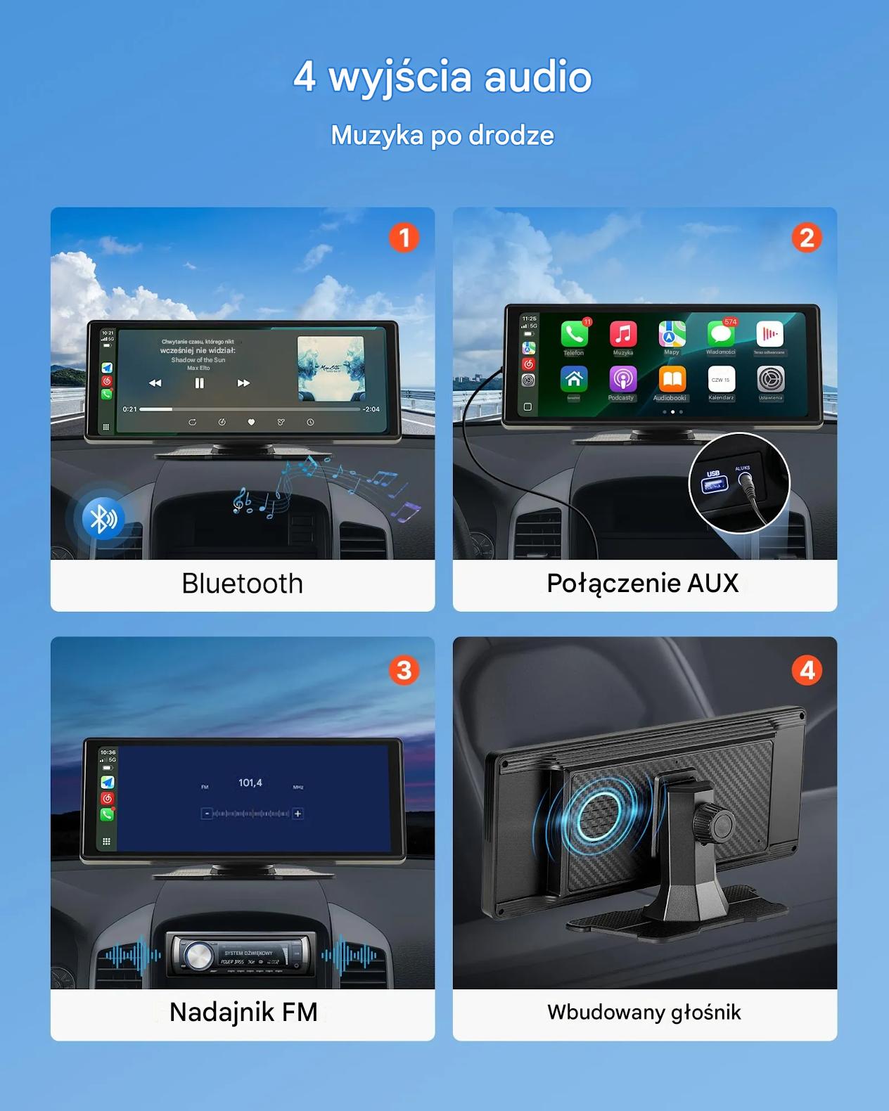 Ekran CarPlay/Android Auto 10″ dotykowy BT GPS z voice control do auta - obrazek 5