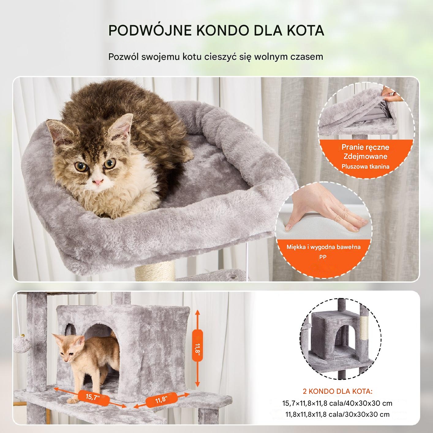 Wieża dla Kotów z Drapakiem 8 Platform - obrazek 6