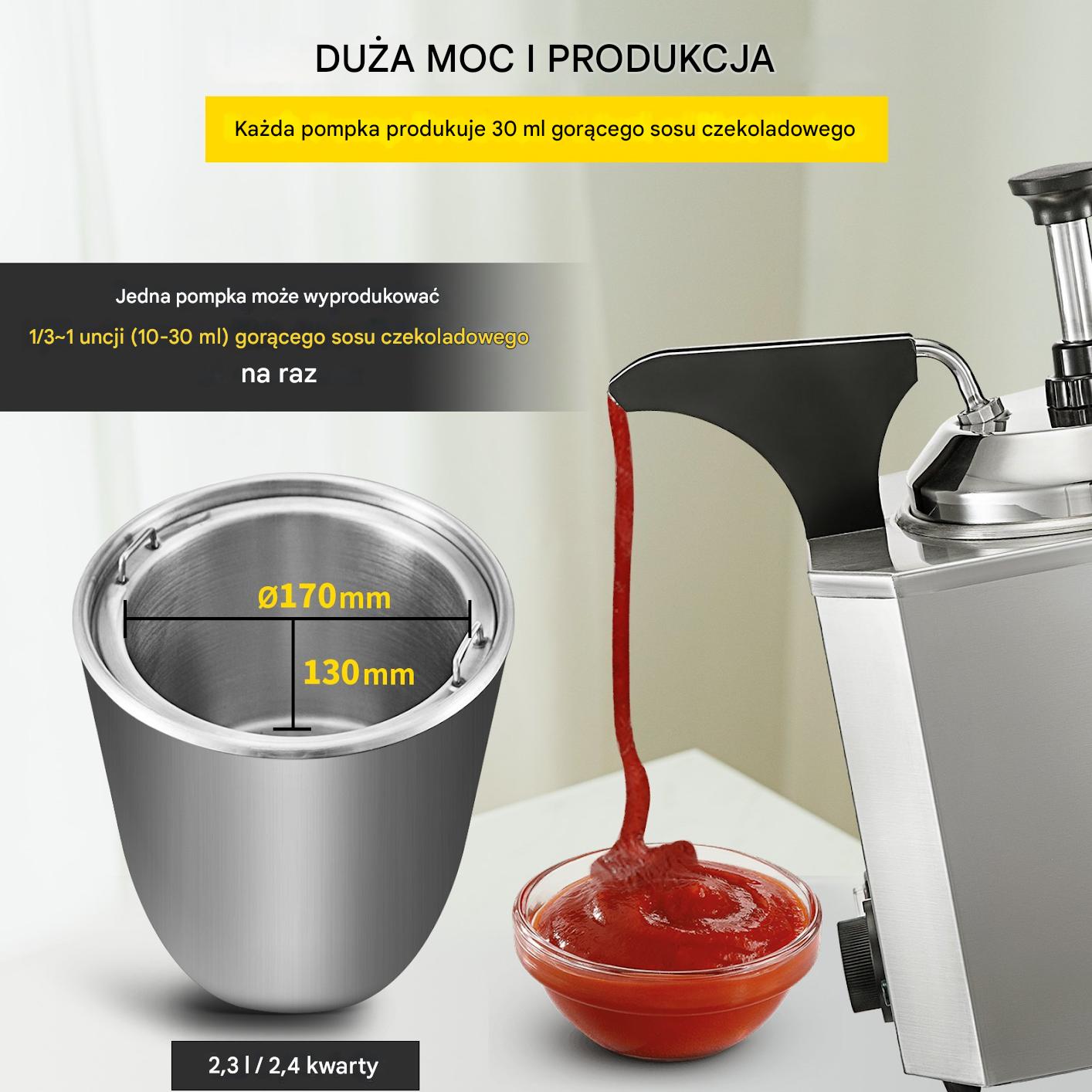 Elektryczny podgrzewacz do czekolady sera z pompką 2,5 L 650W - obrazek 4