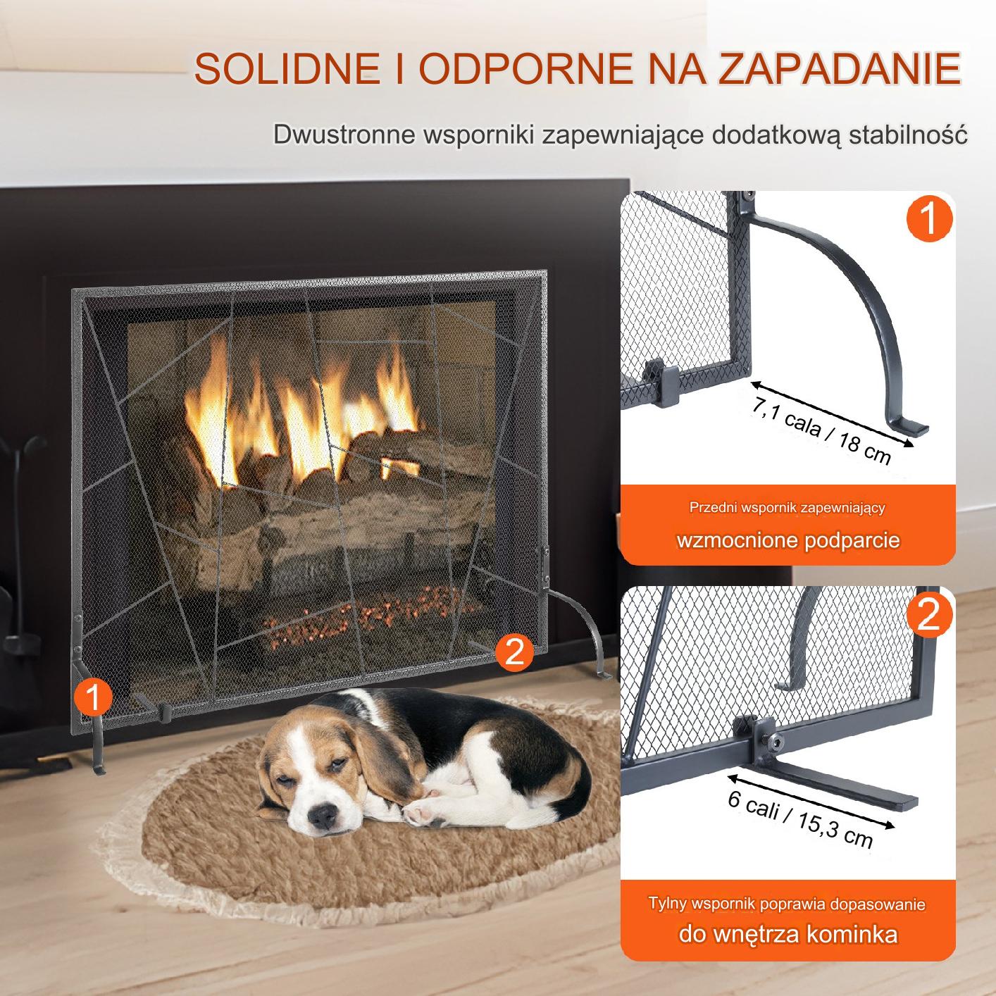 Elegancki Ekran Kominkowy Żeliwny – Ochrona przed Iskrzeniem - obrazek 4