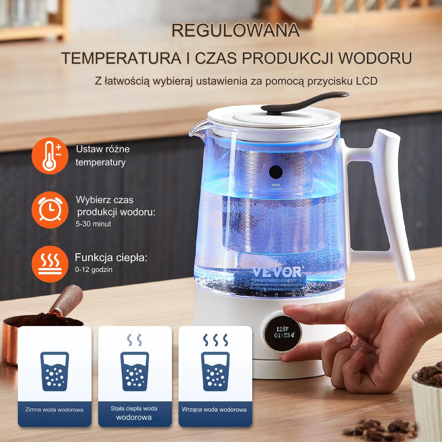 GENERATOR AKTYWNEGO WODORU WODY WODOROWEJ JONIZATOR WODY 1,5 l - obrazek 3