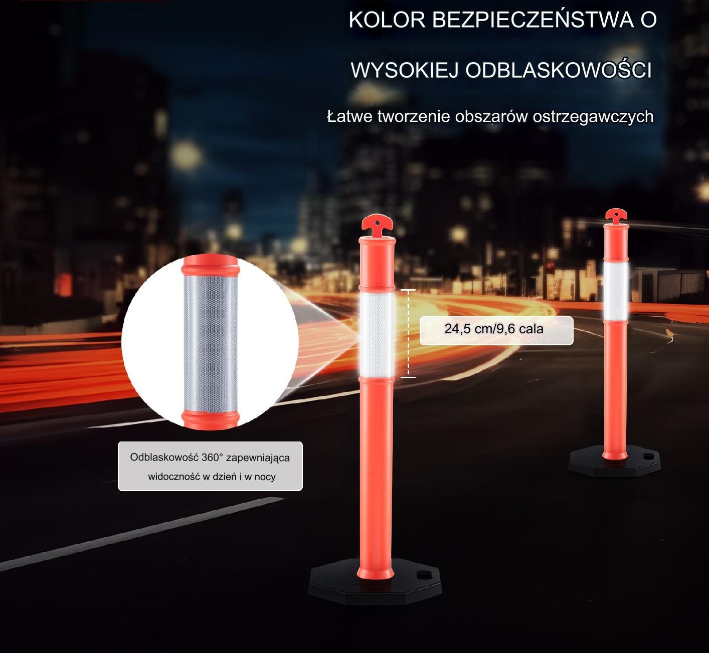 Metalowy słupek parkingowy ostrzegawczy 2 sztuki - obrazek 7