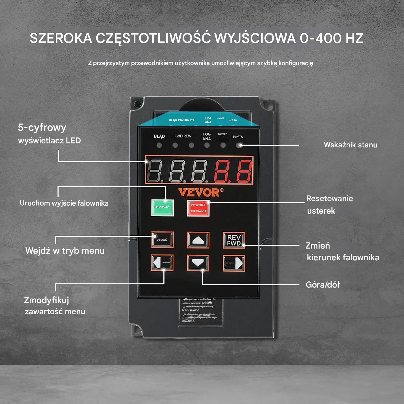 Falownik VFD 1.5kW 2HP 220V 1/3 fazowy sterownik silnika CNC regulowany - obrazek 3
