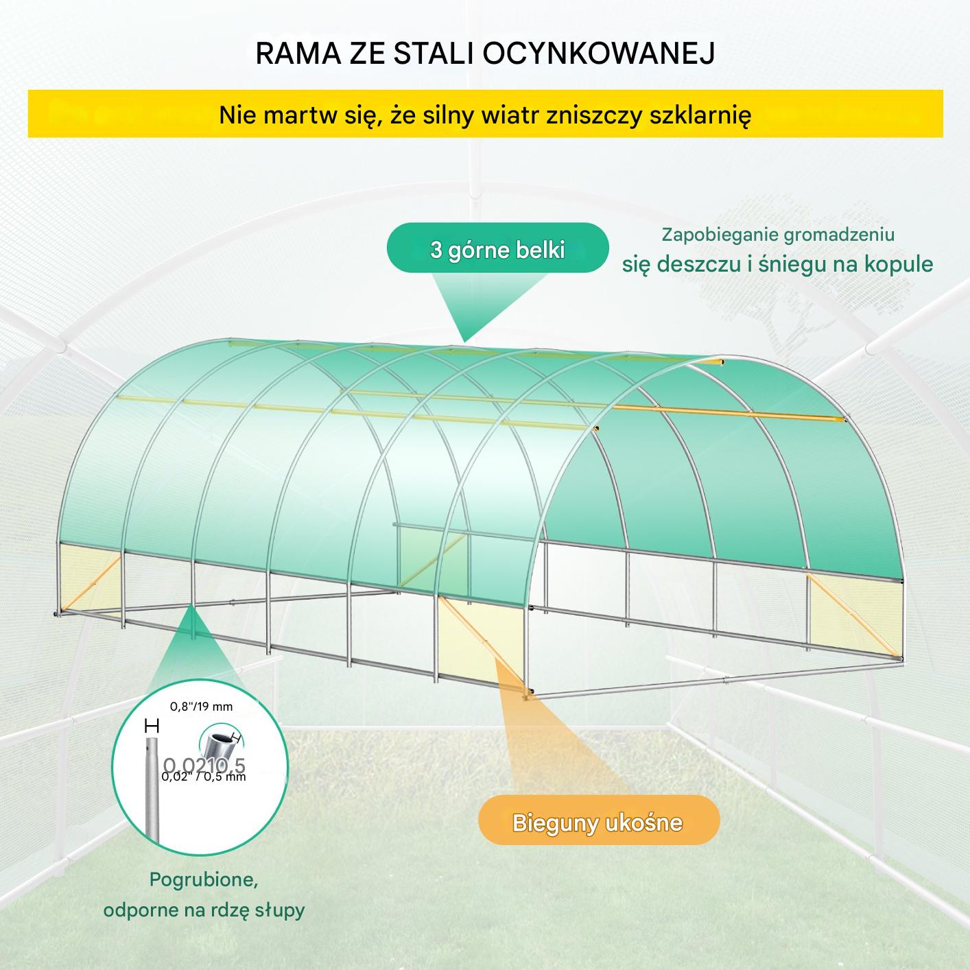Tunel foliowy ogrodowy szklarnia 18,3 m2 6x3x2,1 m - obrazek 3