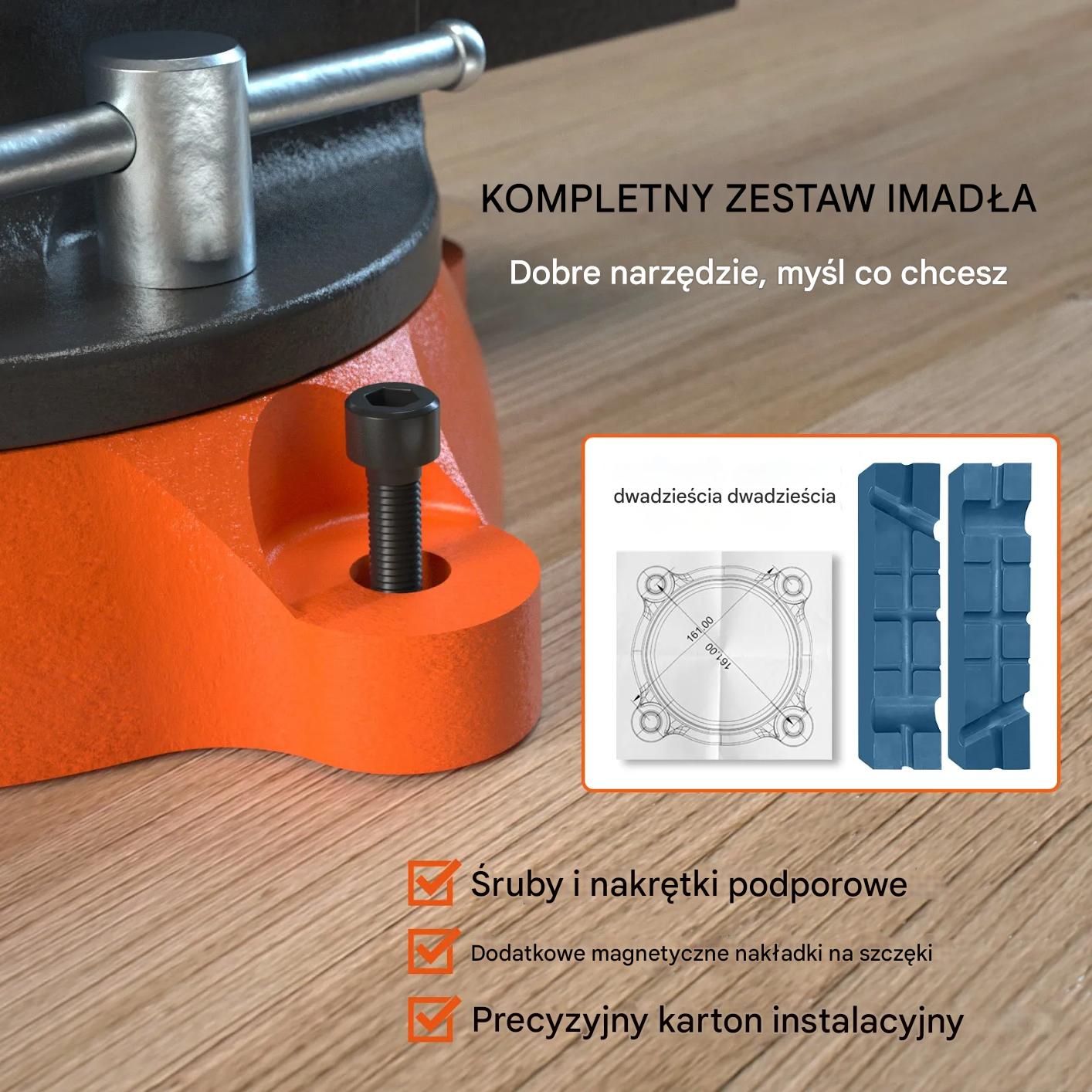 Imadło warsztatowe 16,5cm obrotowe z kowadłem żeliwne do wiertarki rur - obrazek 4