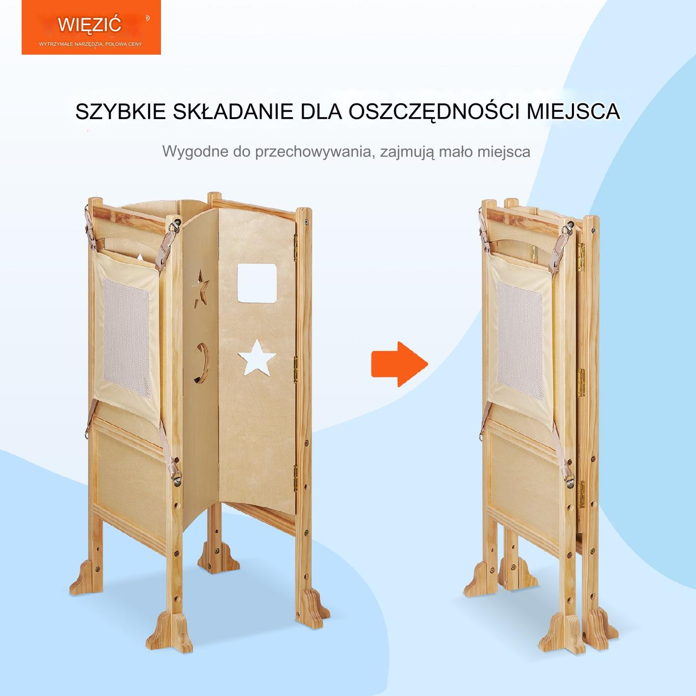 POMOCNIK KUCHENNY PODEST STOŁEK DZIECIĘCY DREWNIANY - obrazek 7