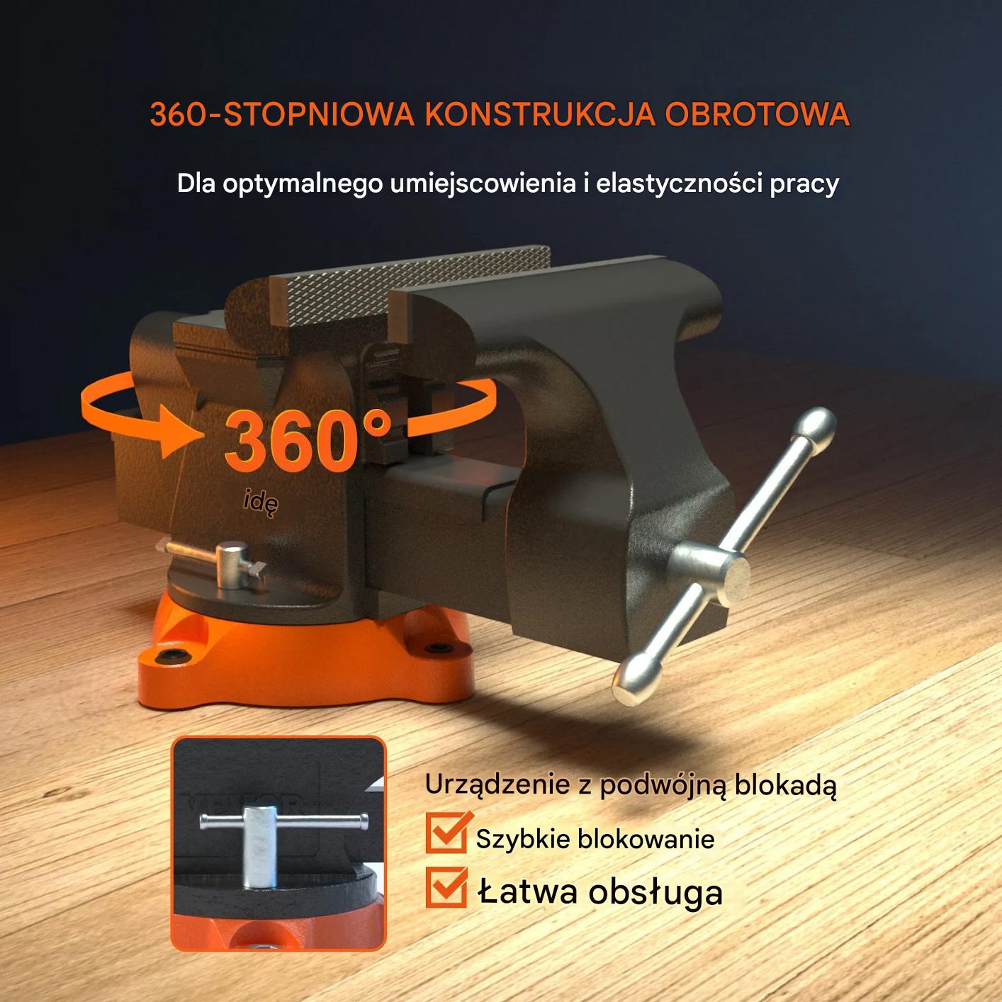 Imadło ślusarskie 150mm obrotowe 360° z kowadłem do warsztatu - obrazek 5