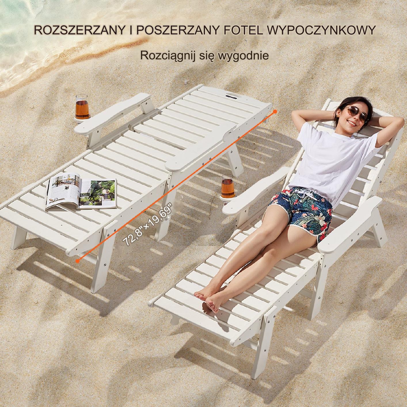 Krzesło Ogrodowe Leżak Białe - obrazek 4