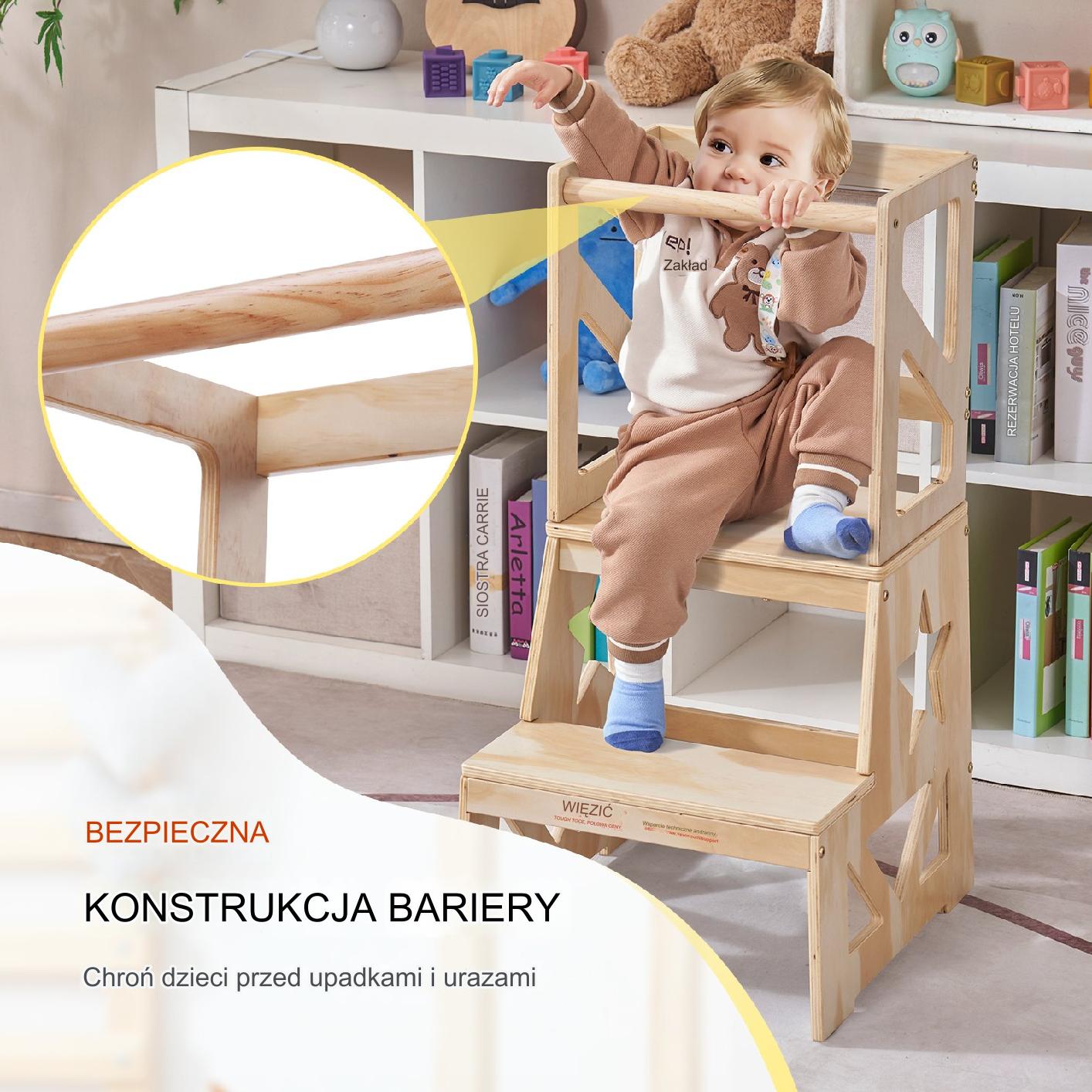 POMOCNIK KUCHENNY PODEST STOŁEK DZIECIĘCY DREWNO - obrazek 5