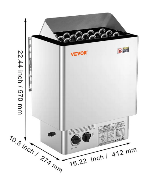 Piec do sauny 8kW elektryczny 400V z timerem stal nierdzewna do SPA - obrazek 2