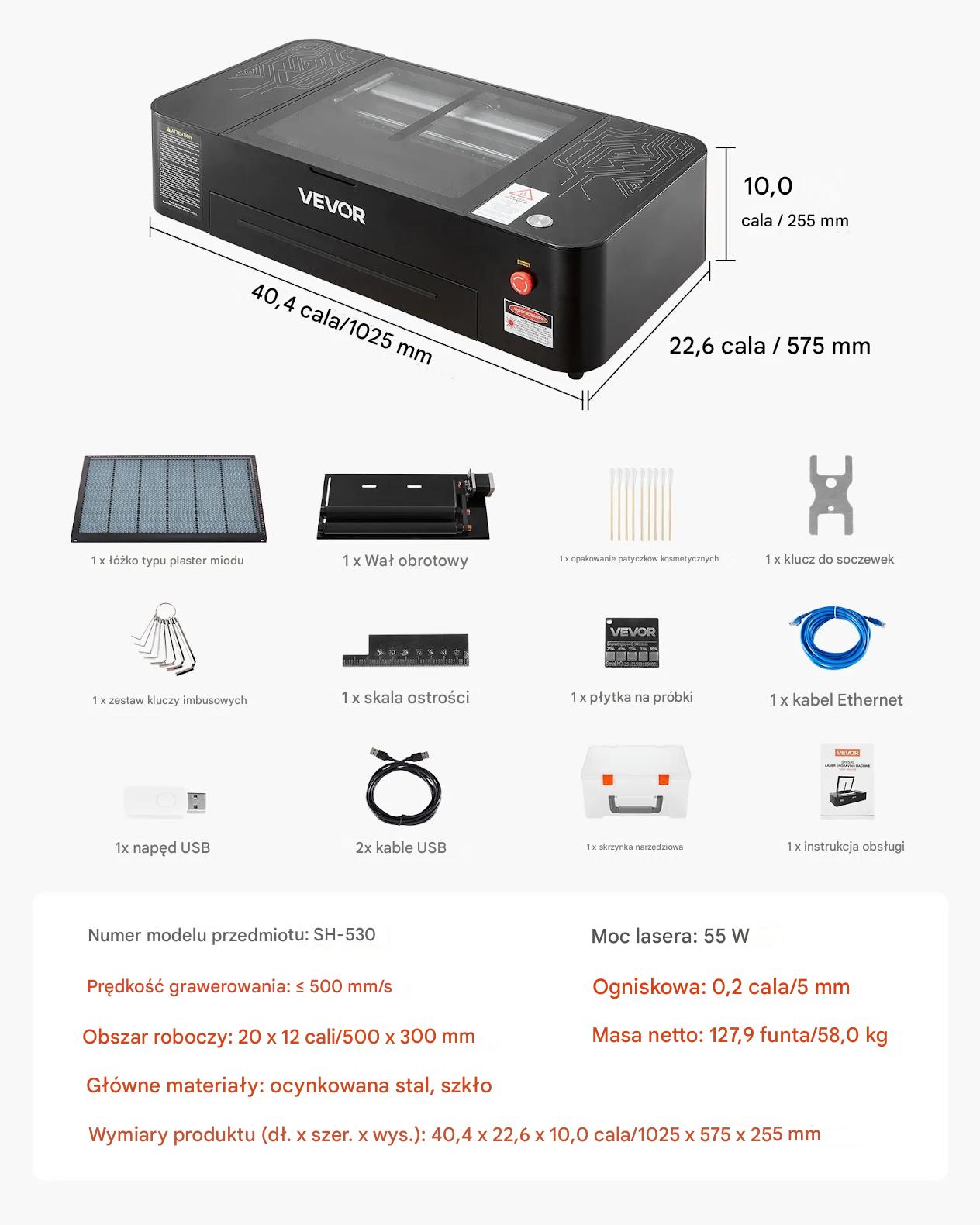 Laser CO2 grawerka ploter 500x300 55W kamera do drewna akrylu - obrazek 2