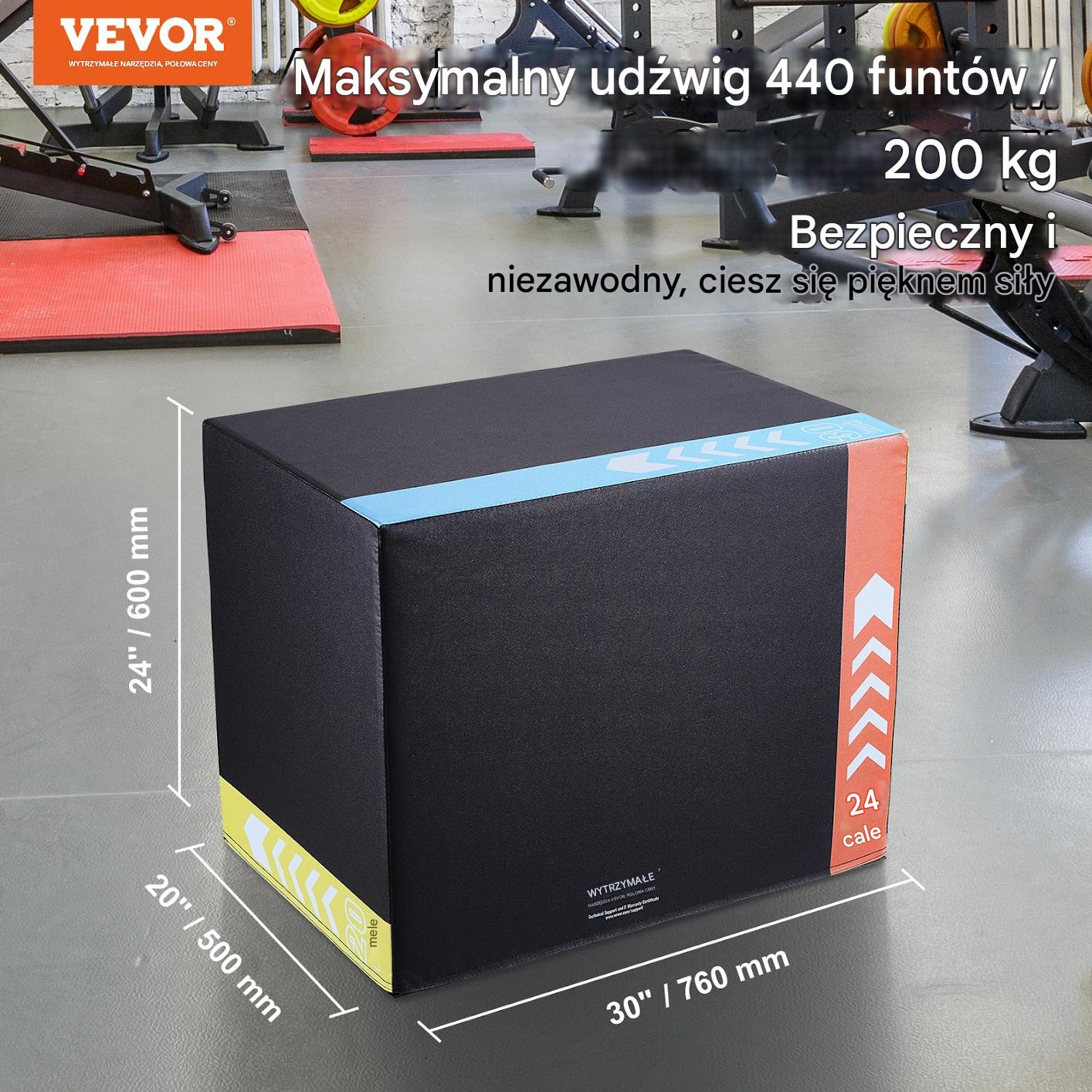 Skrzynia crossfit plyometryczna JUMP BOX 3w1 50 x 60 x 76 cm - obrazek 6