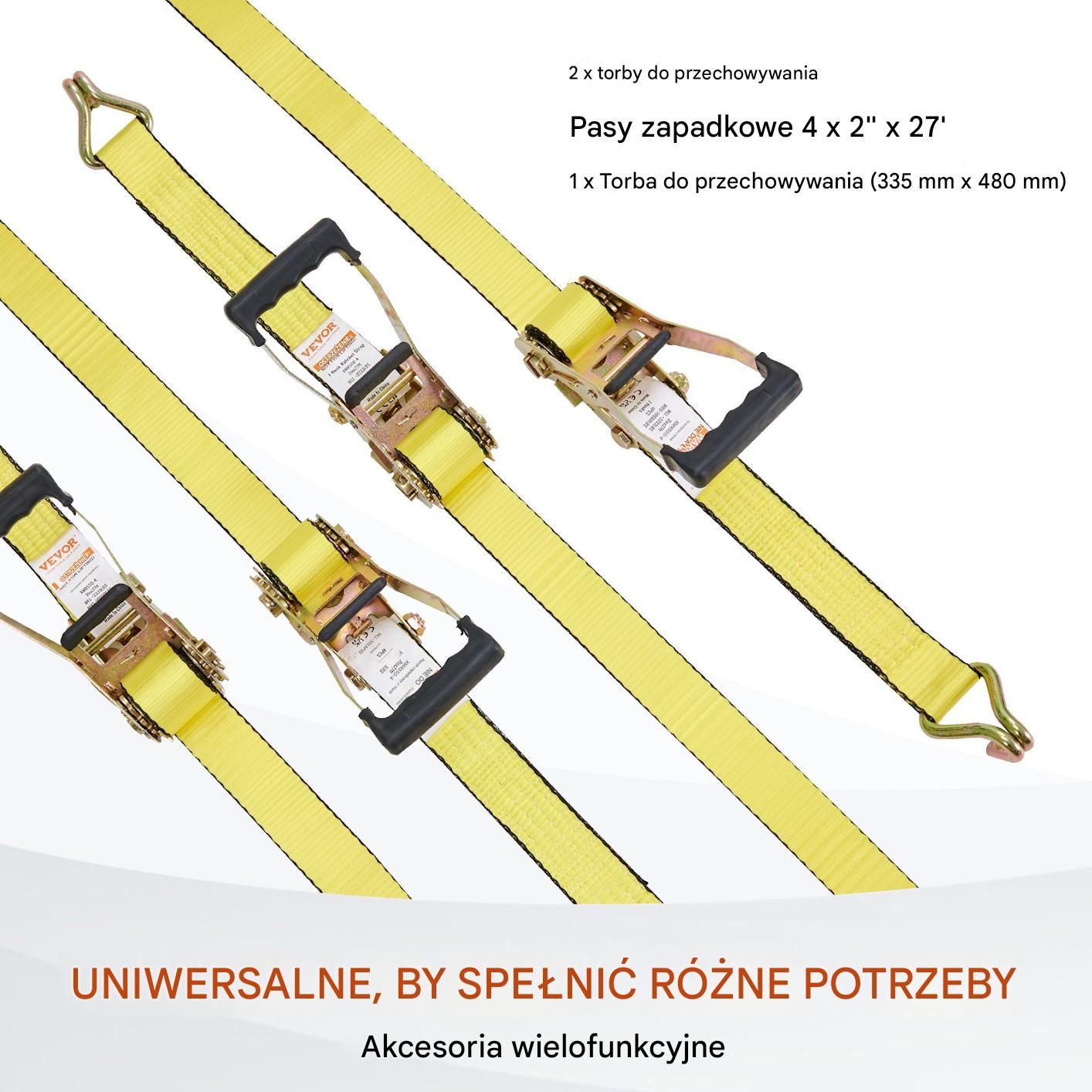 Pasy transportowe mocujące z napinaczem zestaw 4 szt. 8m 4.5T - obrazek 5