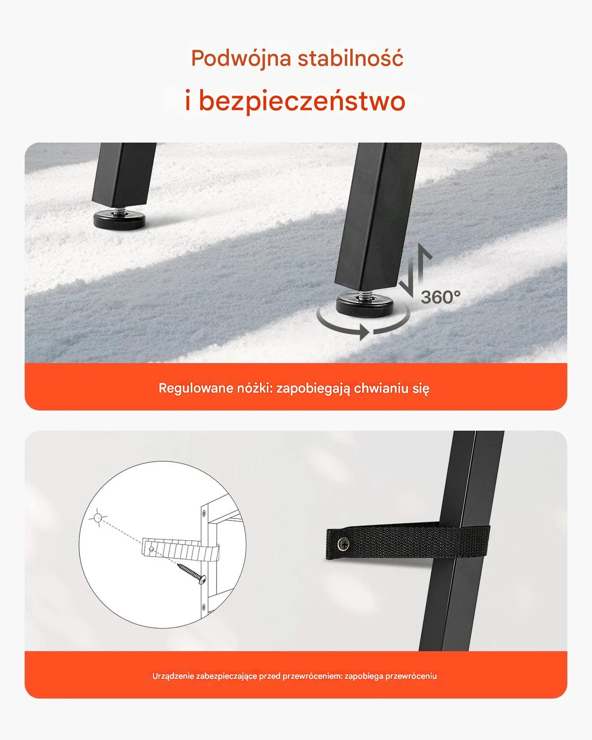Konsola wąska 180 cm 2-poziomowa metalowa półka do salonu i przedpokoju - obrazek 7