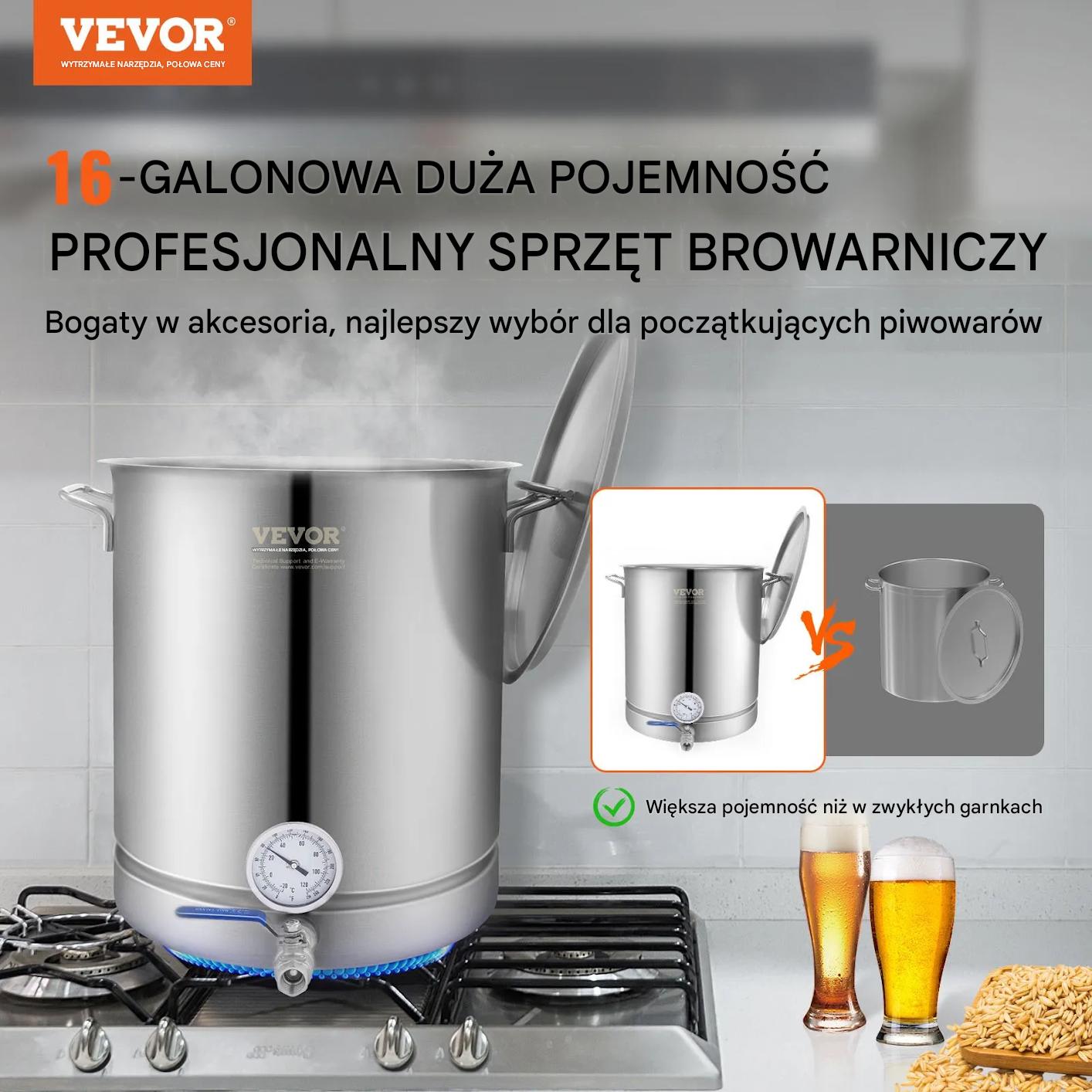 Garnek do warzenia piwa 60L stal nierdzewna z termometrem i filtrem - obrazek 3