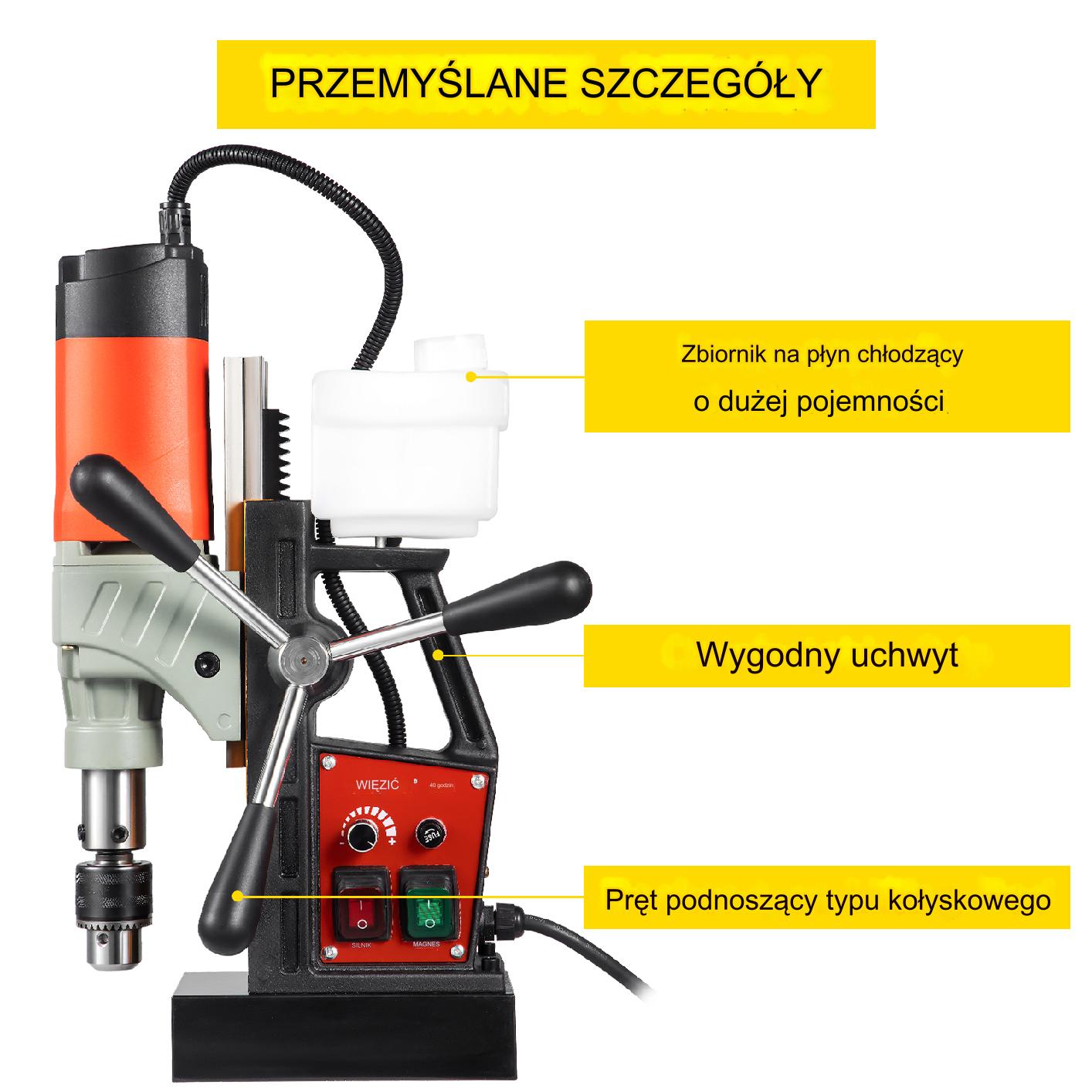 Wiertarka magnetyczna 1200W 40 mm z regulacją prędkości - obrazek 6