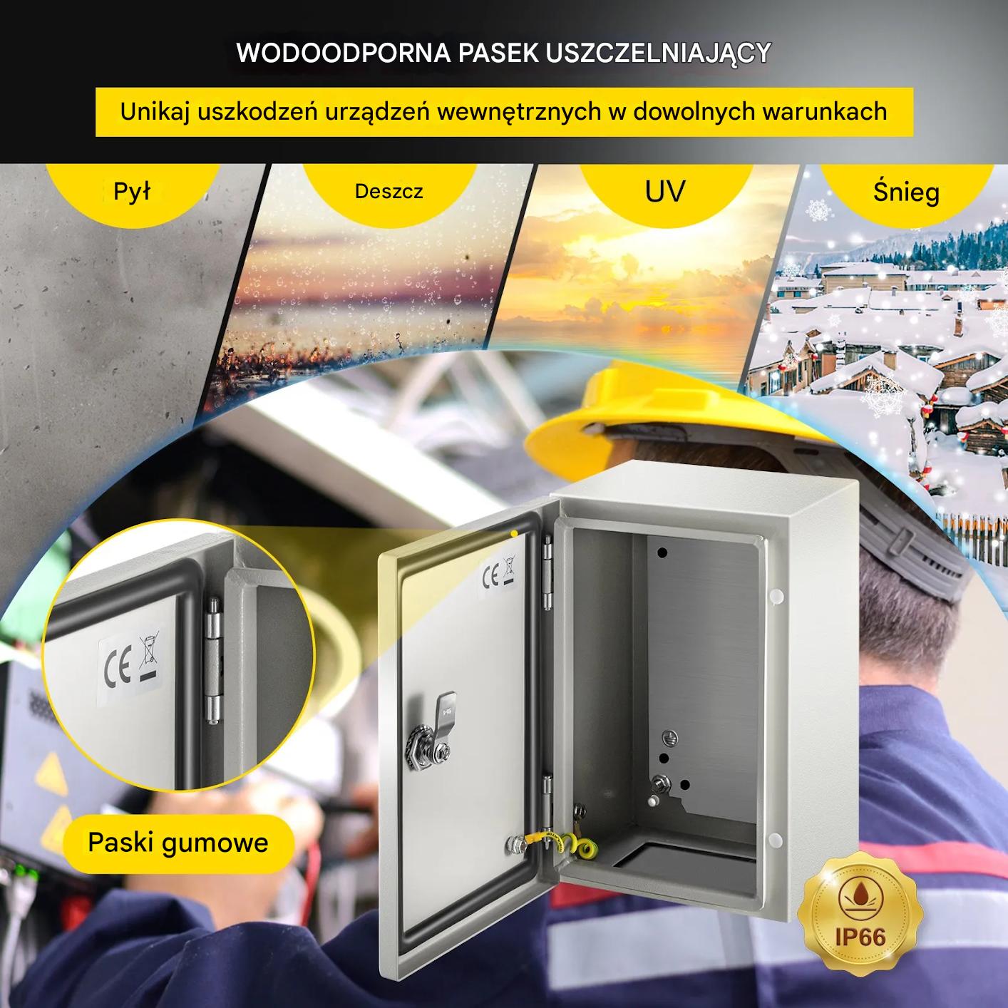 Obudowa elektryczna IP66 Nema 4X 30x20x15cm stalowa szczelna wodoodporna - obrazek 5