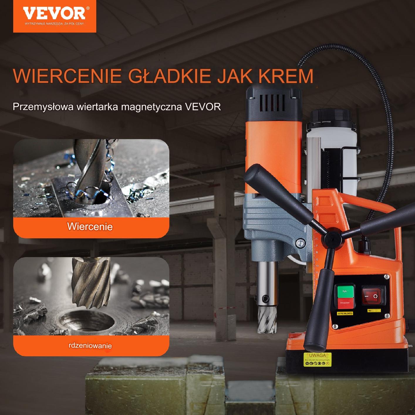 Wiertarka magnetyczna stołowa 1300W 40 mm koronki 13000 N 810 RPM lekka - obrazek 7