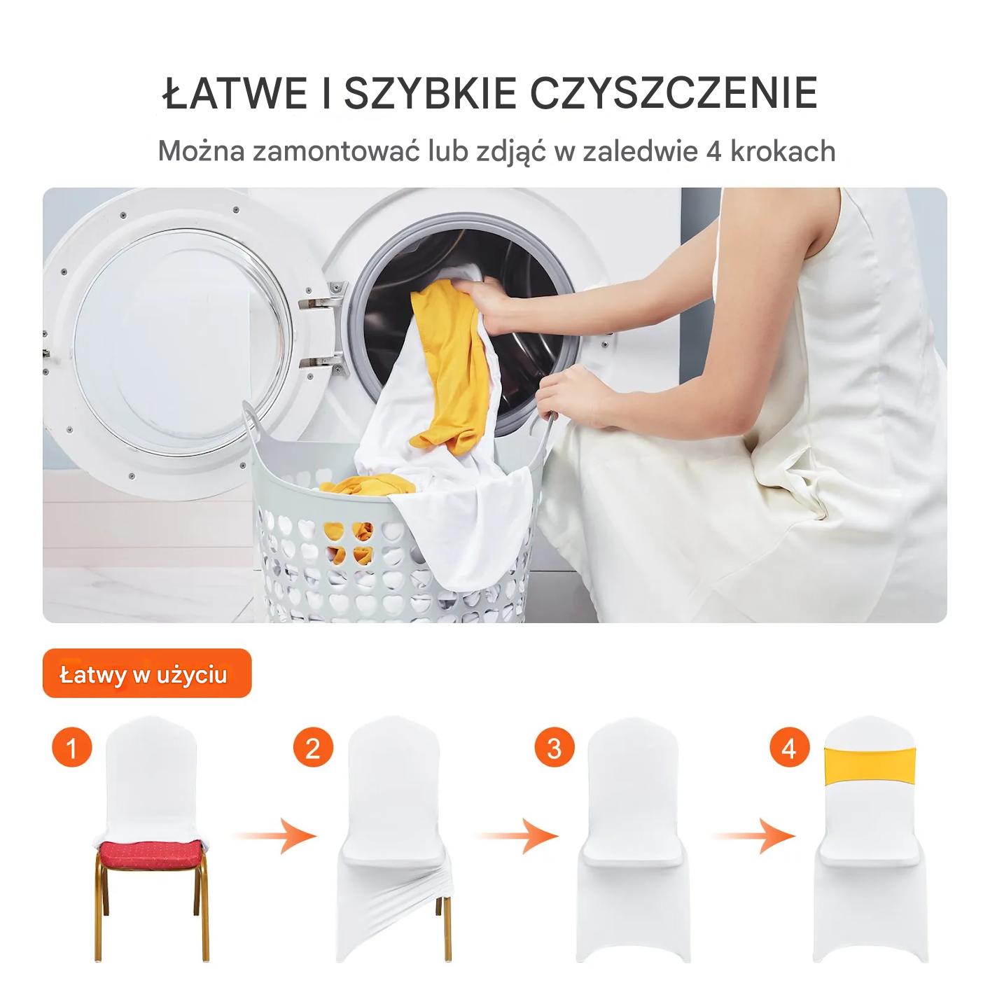 Pokrowce na krzesła 30szt rozciągliwe z szarfami na przyjęcie wesela - obrazek 2