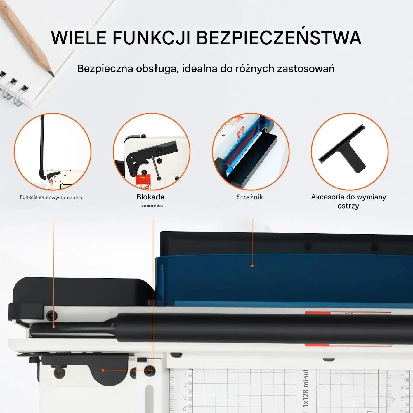 Gilotyna do papieru A4 30,5 cm 400 arkuszy metalowa do biura i drukarni - obrazek 2