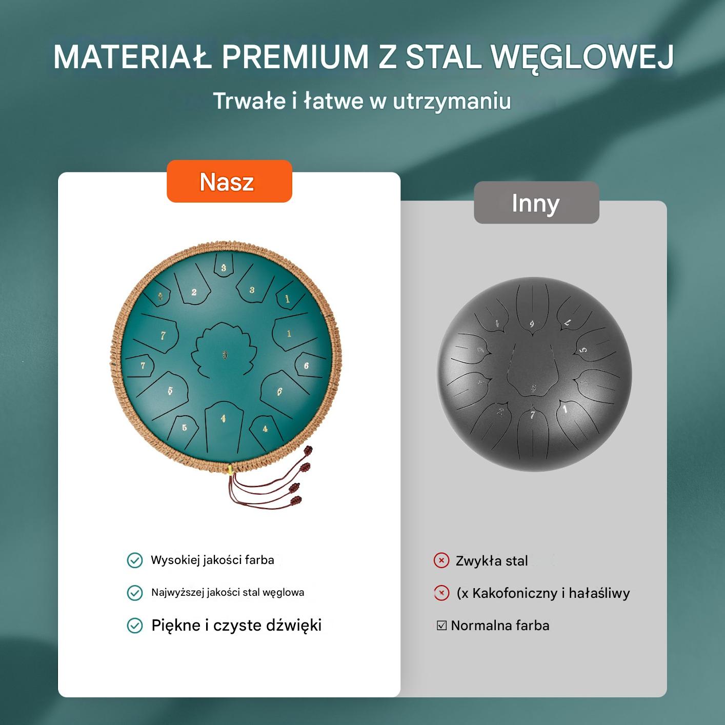 Bęben eteryczny 35,6 cm zielony - obrazek 5