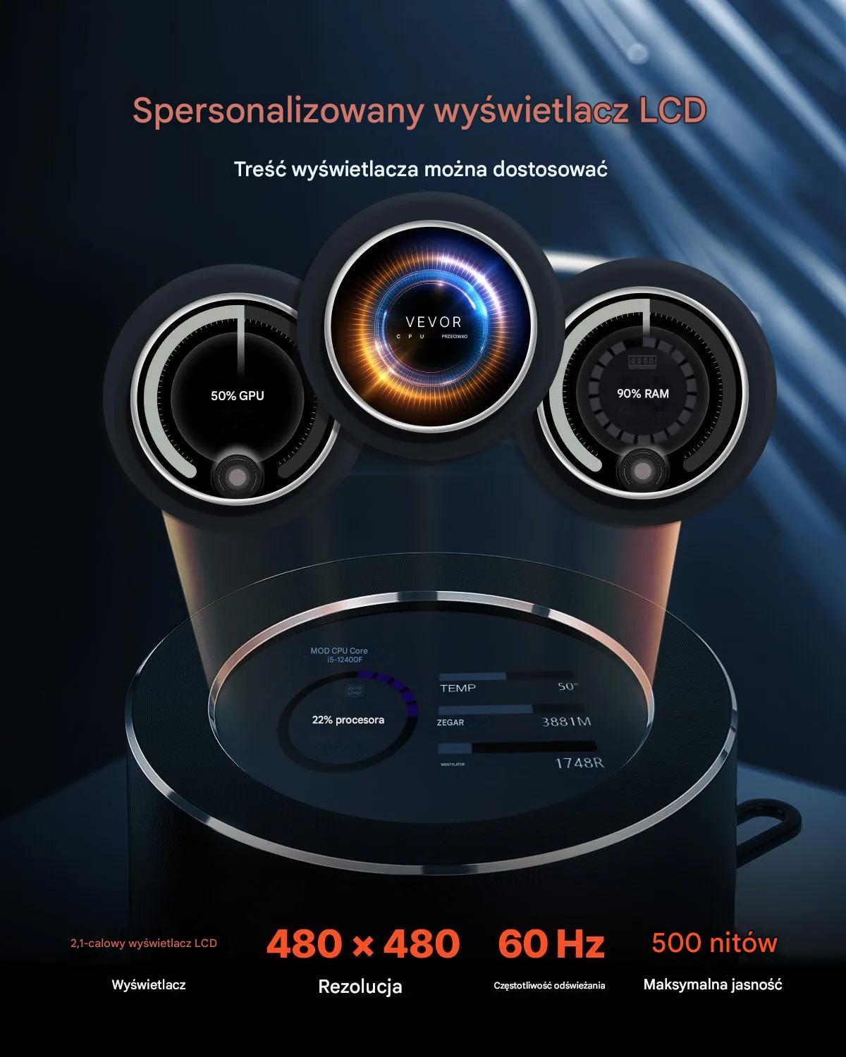 Chłodzenie wodne CPU AIO 360mm LCD ARGB Intel AMD wydajne do PC gaming - obrazek 4