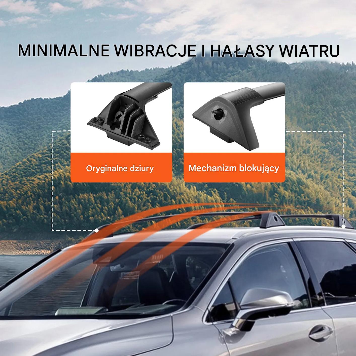 Uchwyty relingi dachowe Rav4 2019-23 aluminiowe z zamkiem 118 kg bagaż - obrazek 6