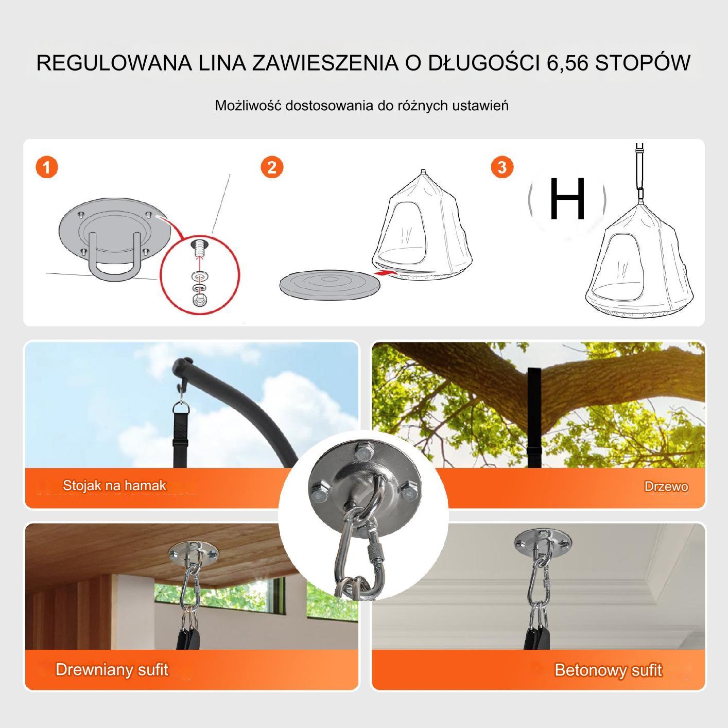 Wiszący kokon namiot hamak dla dzieci zielony - obrazek 3