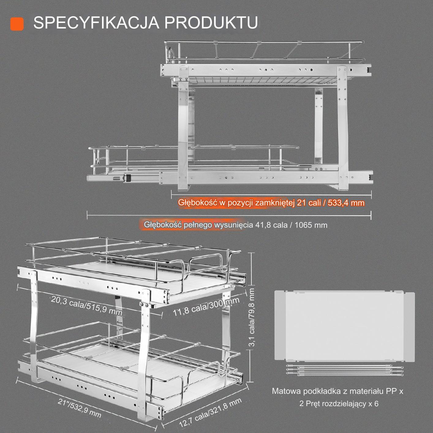 Organizer pod zlewozmywak kosz do szafki dwupoziomowy wysuwana półka cargo - obrazek 2