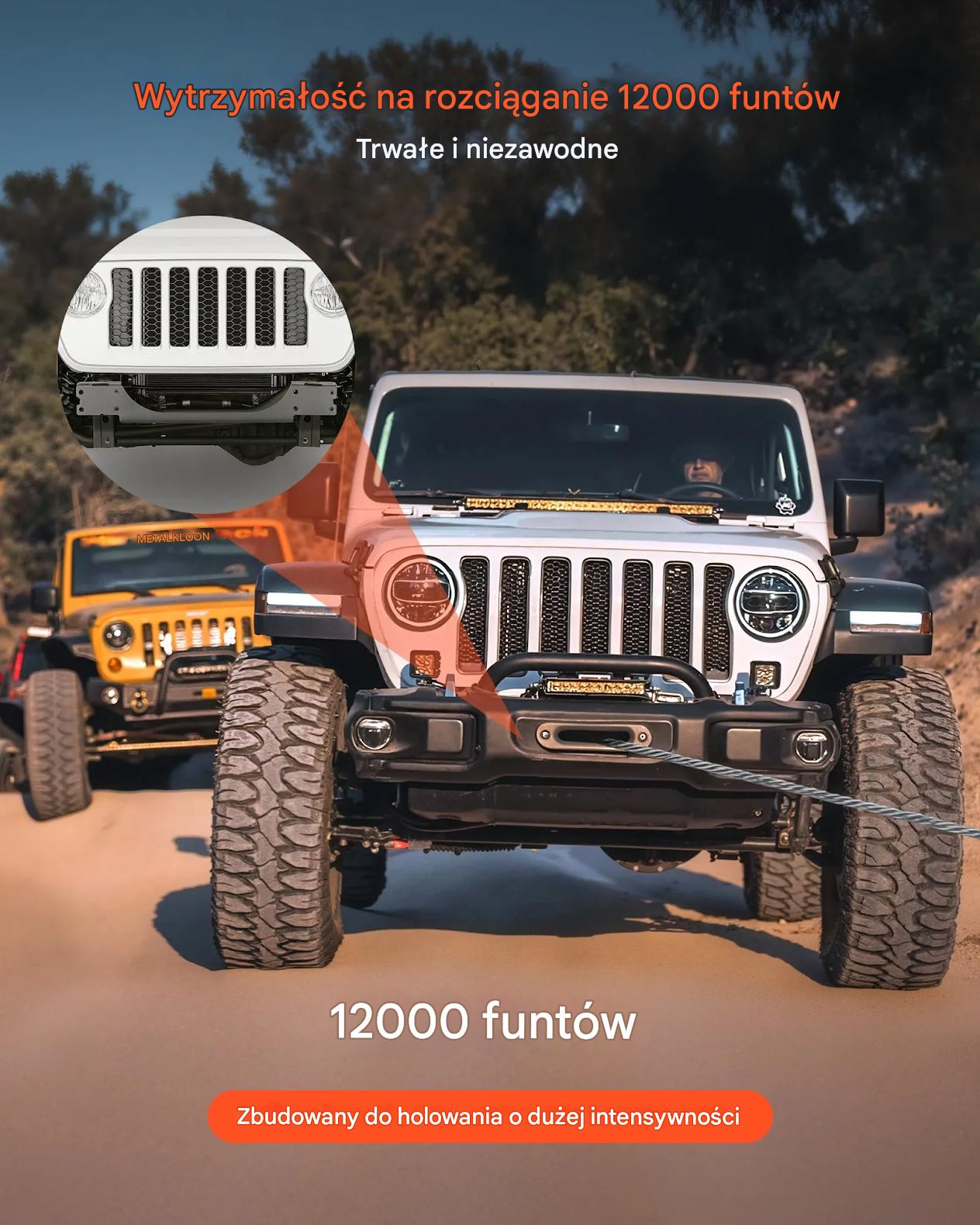 Uchwyt wyciągarki do haka 5443 kg stalowy do Jeep Wrangler JL JT - obrazek 4