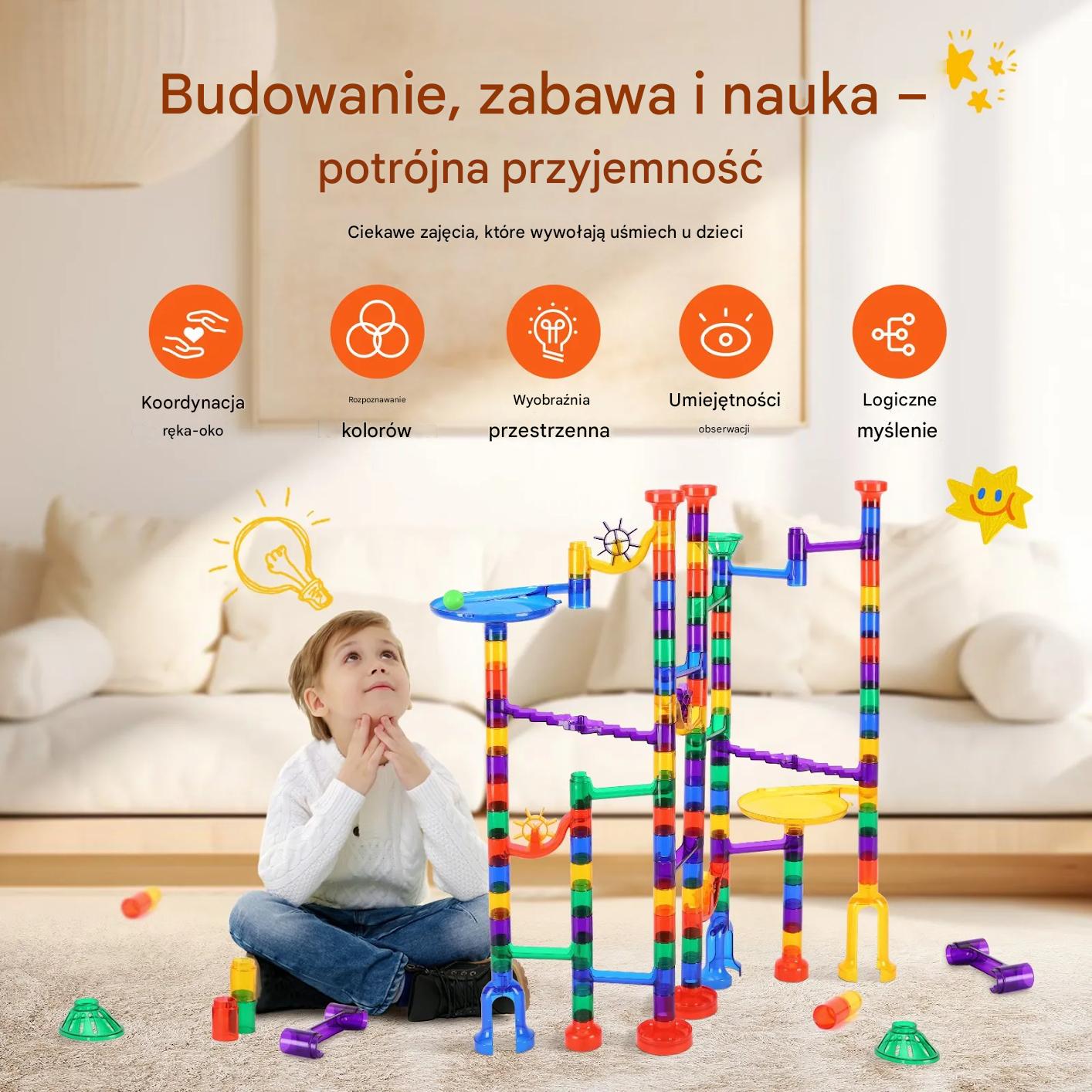 Zestaw klocków konstrukcyjnych 150 elementów z kulkami zabawka edukacyjna - obrazek 6
