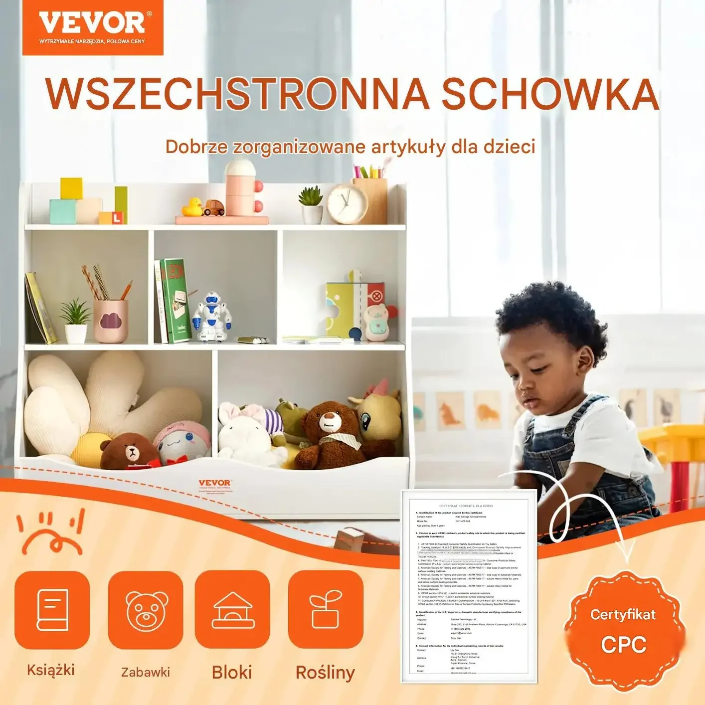 Regał na zabawki dla dzieci 5 półek organizer z biblioteczką do pokoju - obrazek 3