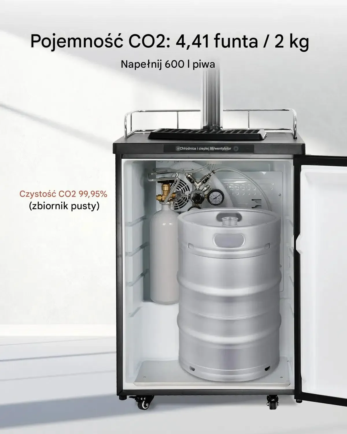 Cylinder CO2 butla mocna czarna uchwyt zawór regulacja ciśnienia piwo TUV - obrazek 2