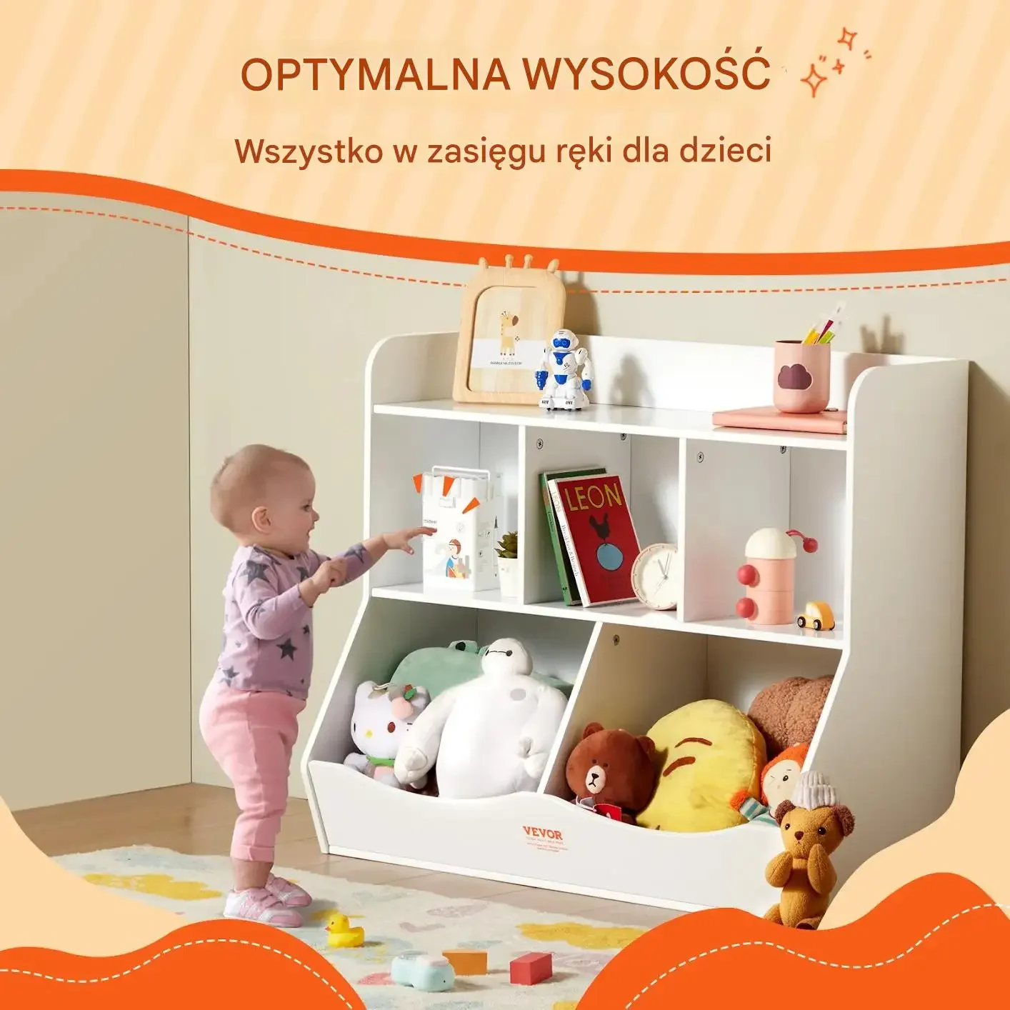 Regał na zabawki dla dzieci 5 półek organizer z biblioteczką do pokoju - obrazek 4