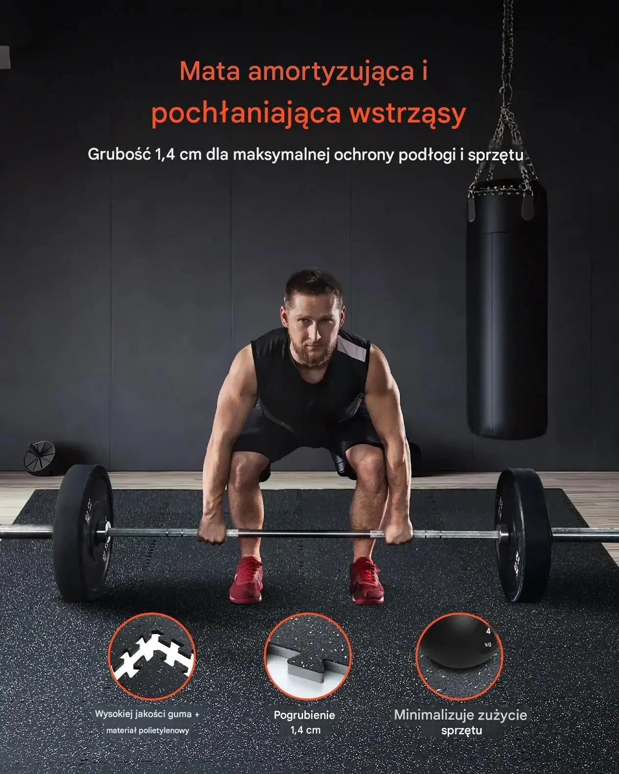 Mata puzzle siłownia 25 szt gumowa EVA antypoślizgowa do fitness biały - obrazek 3