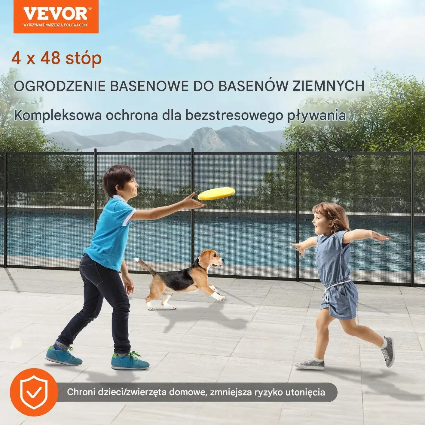 Płot ogrodzenie basenowe czarne mocne siatka ochronna BHP basen 1,2 m 15 m - obrazek 2